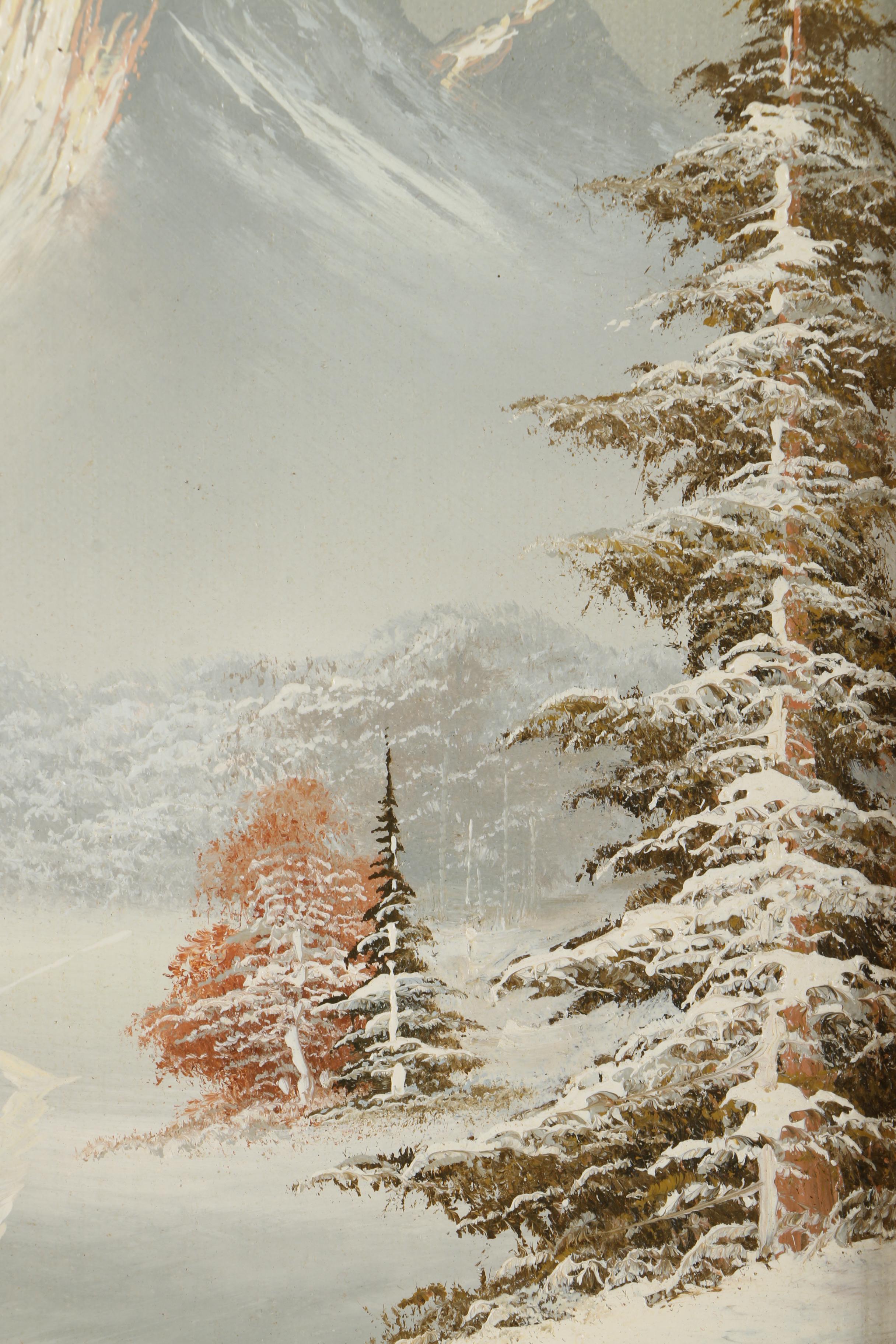F. Jayson Oil Painting on Canvas of Winter Scene