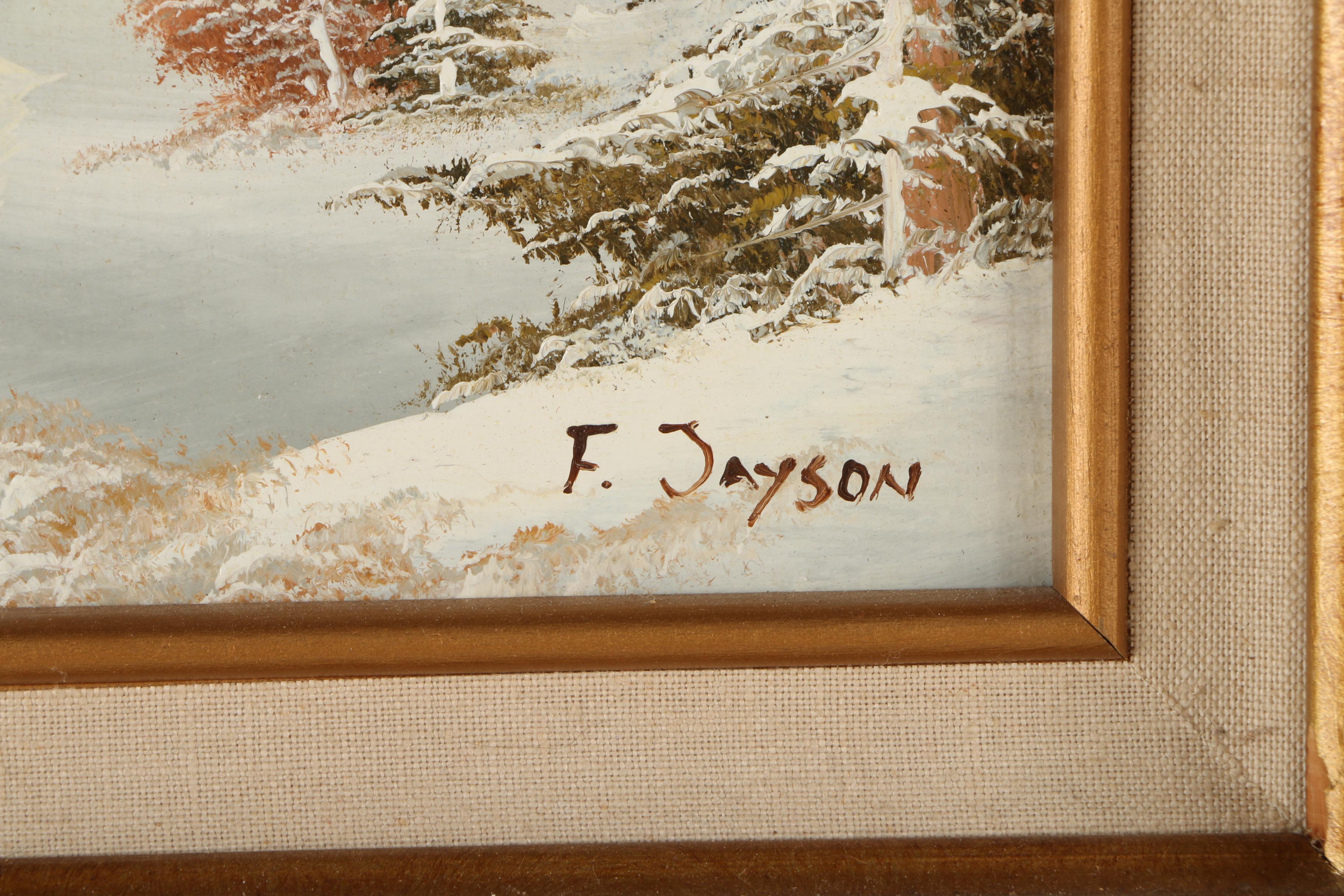 F. Jayson Oil Painting on Canvas of Winter Scene