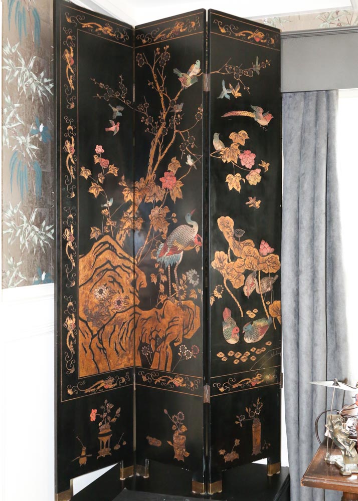 Chinese Coromandel Lacquer Hand Carved Folding Screen