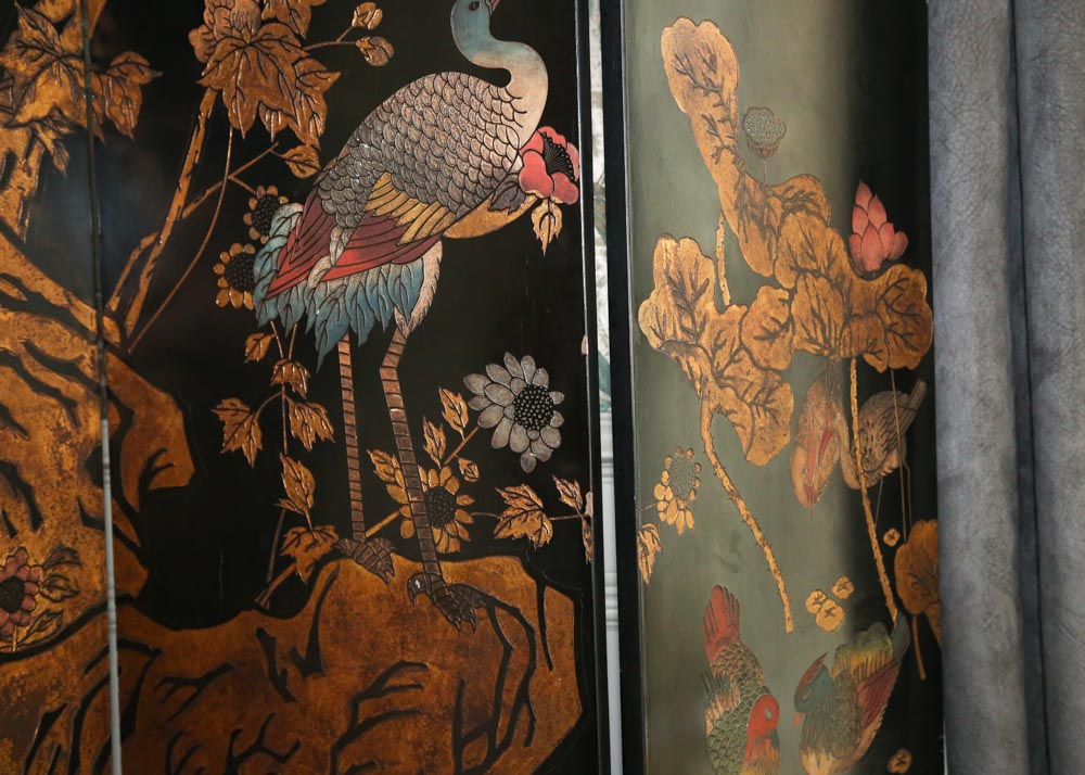Chinese Coromandel Lacquer Hand Carved Folding Screen