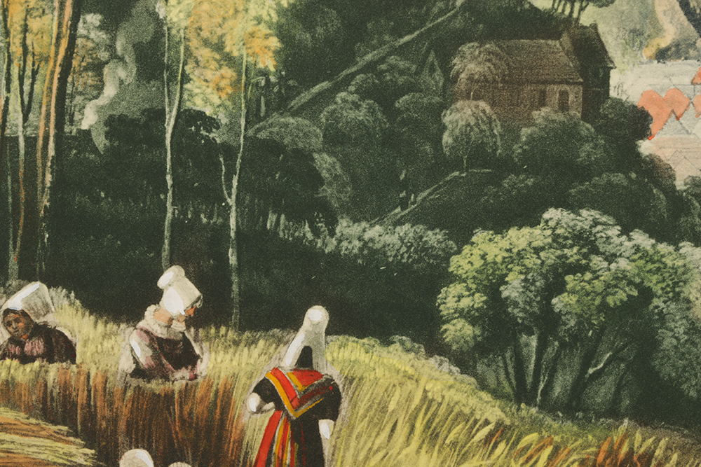 After John Gendall Hand-Colored Intaglio Print on Paper "La Bouille"