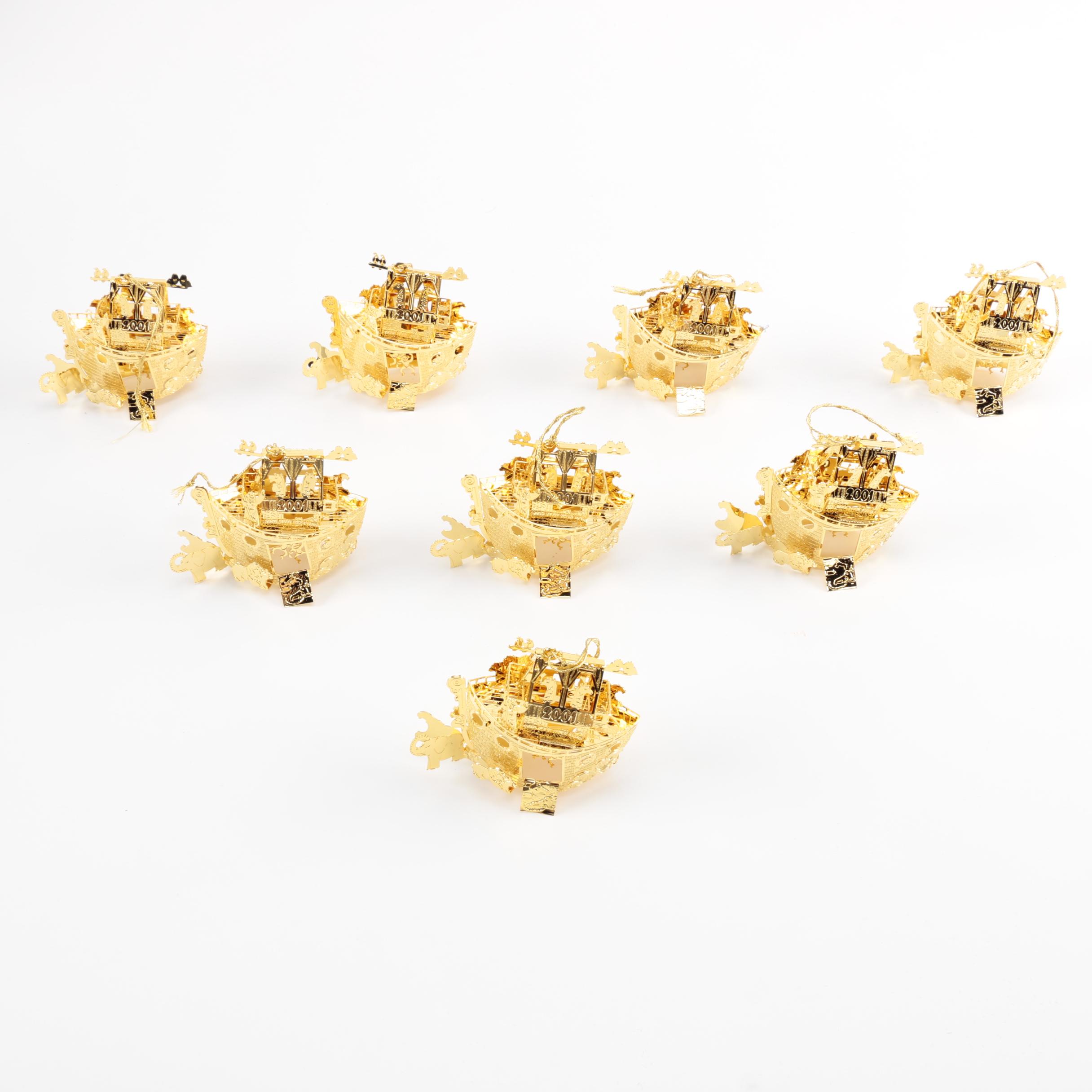 Danbury Mint 2001 Annual Gold Tone "Noah's Ark" Ornaments