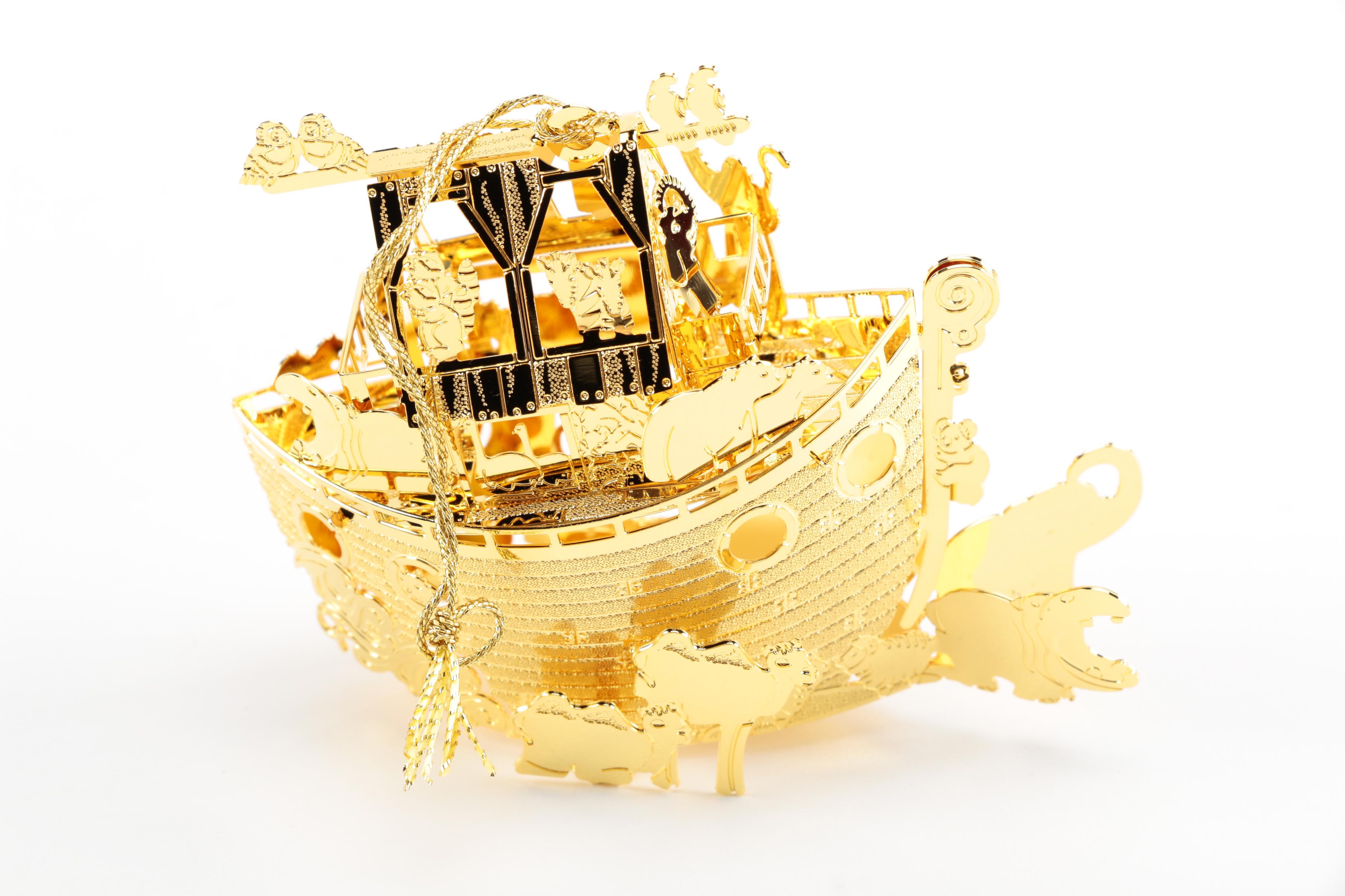 Danbury Mint 2001 Annual Gold Tone "Noah's Ark" Ornaments