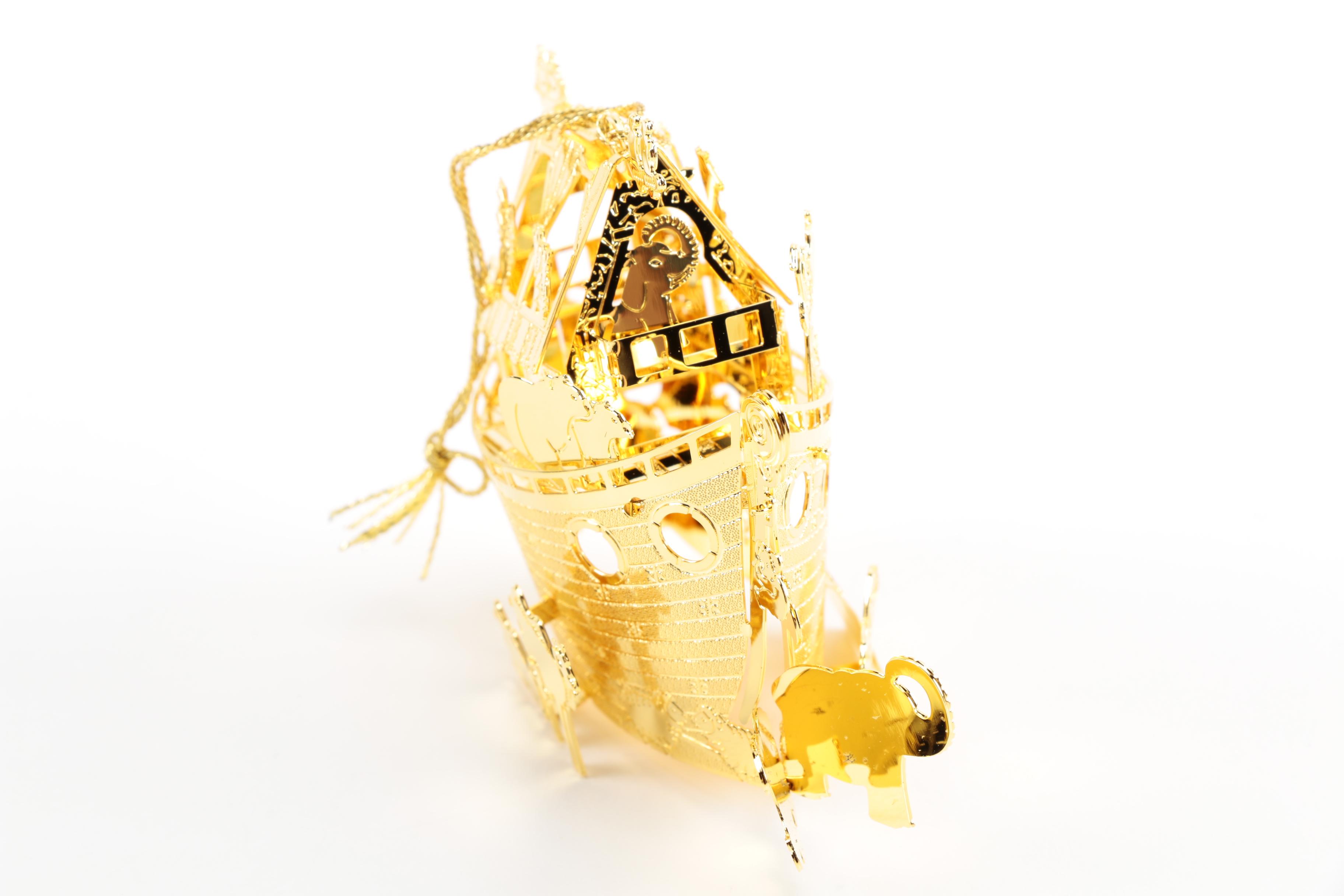 Danbury Mint 2001 Annual Gold Tone "Noah's Ark" Ornaments