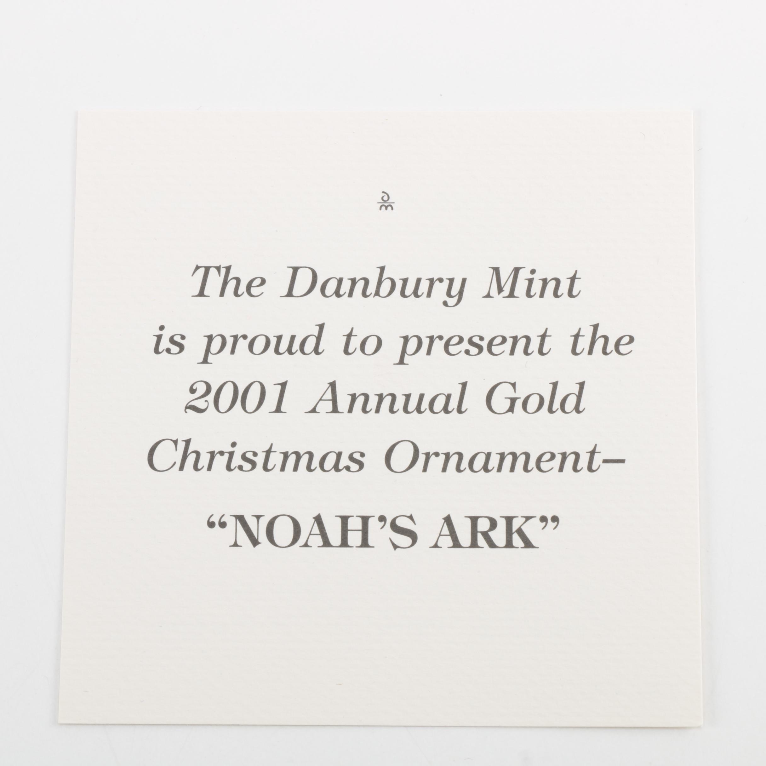 Danbury Mint 2001 Annual Gold Tone "Noah's Ark" Ornaments