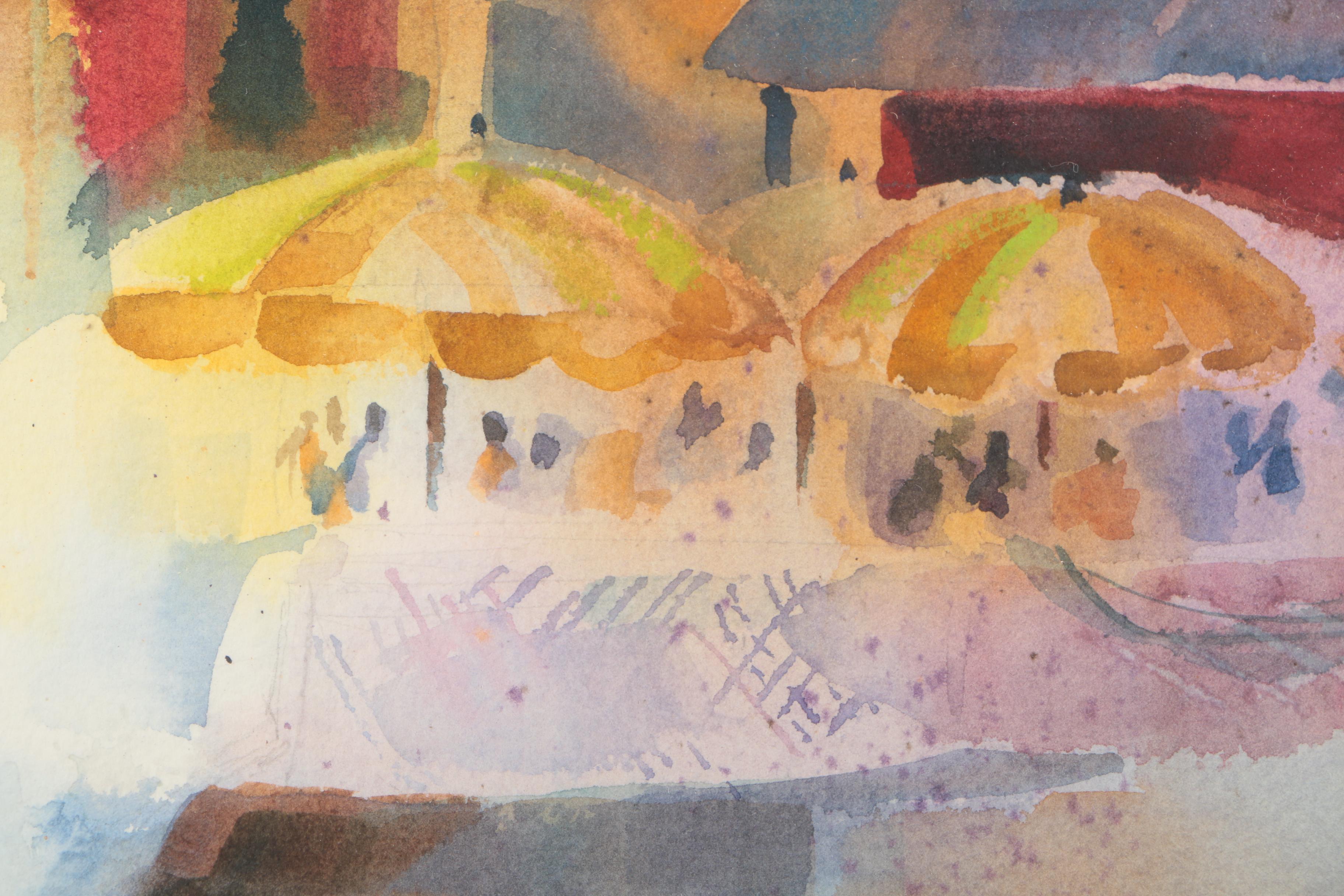 Betty DeMaree Watercolor Painting on Paper of a Harbor