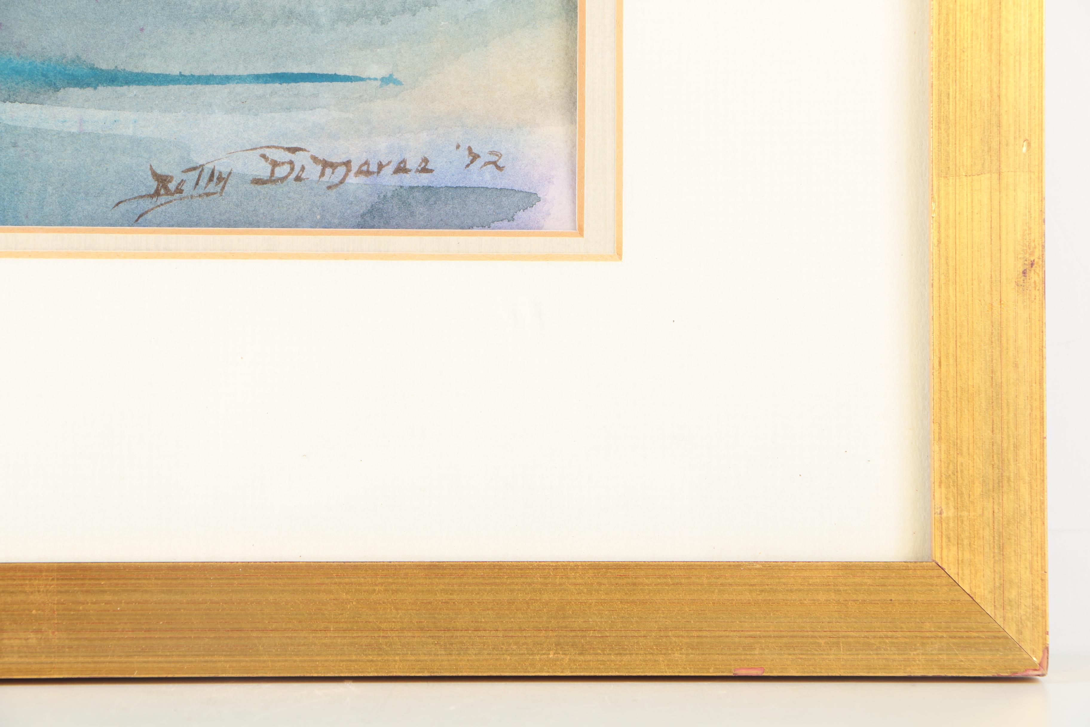 Betty DeMaree Watercolor Painting on Paper of a Harbor