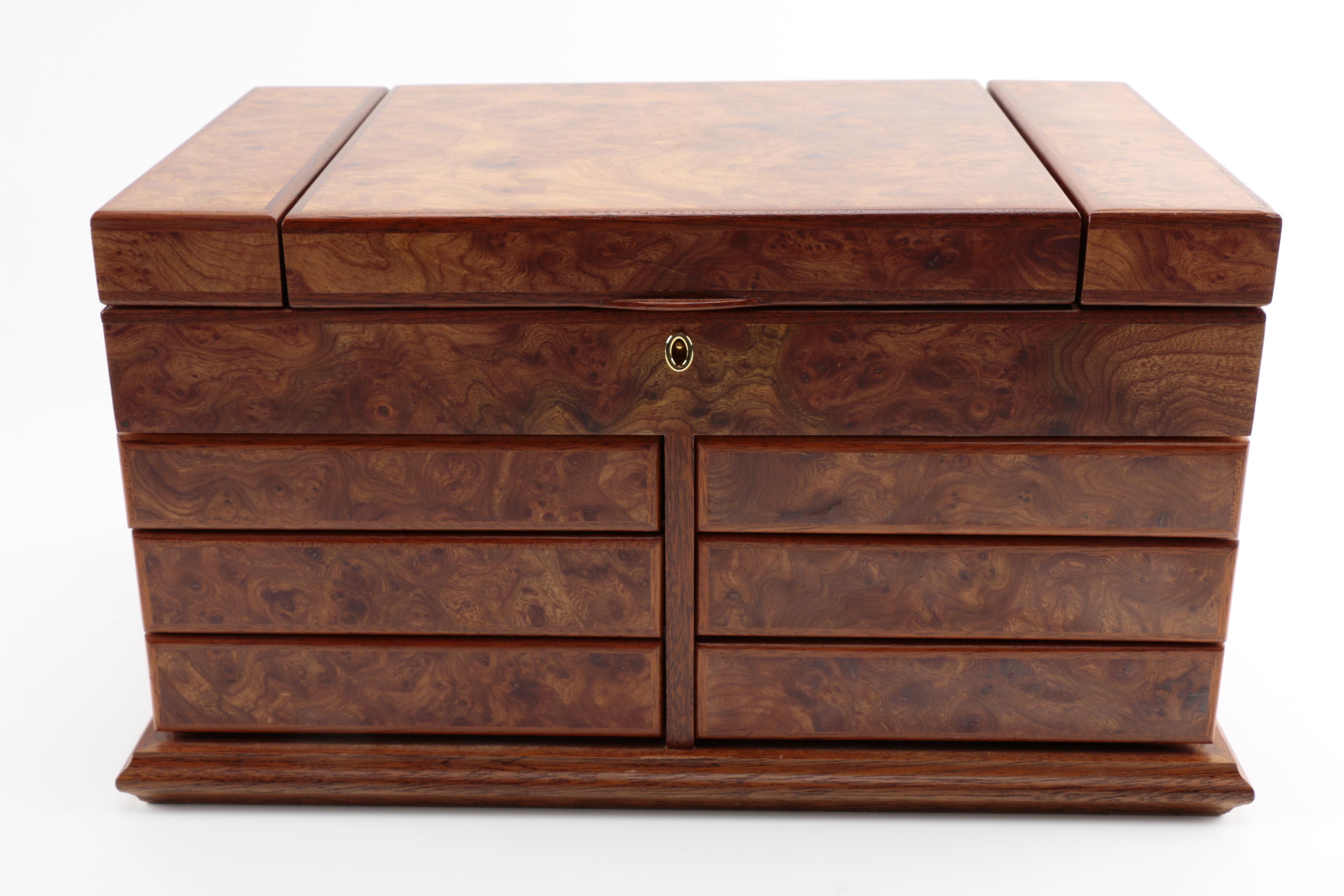 Agresti Large Jewelry Box With Burled Maple Veneer