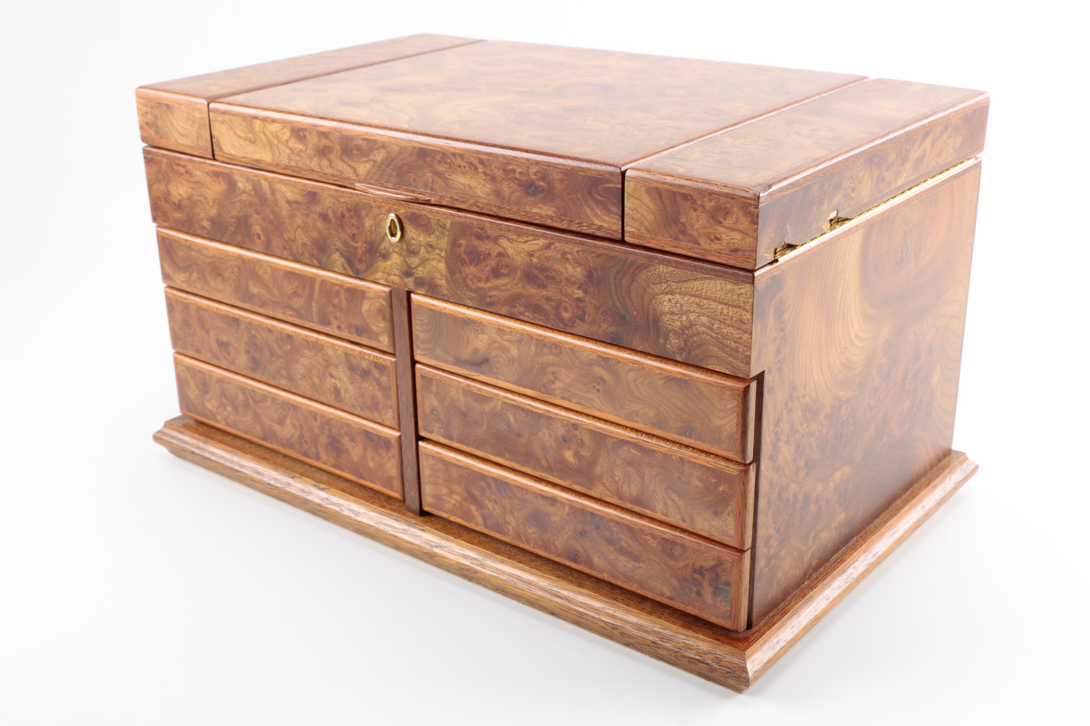 Agresti Large Jewelry Box With Burled Maple Veneer