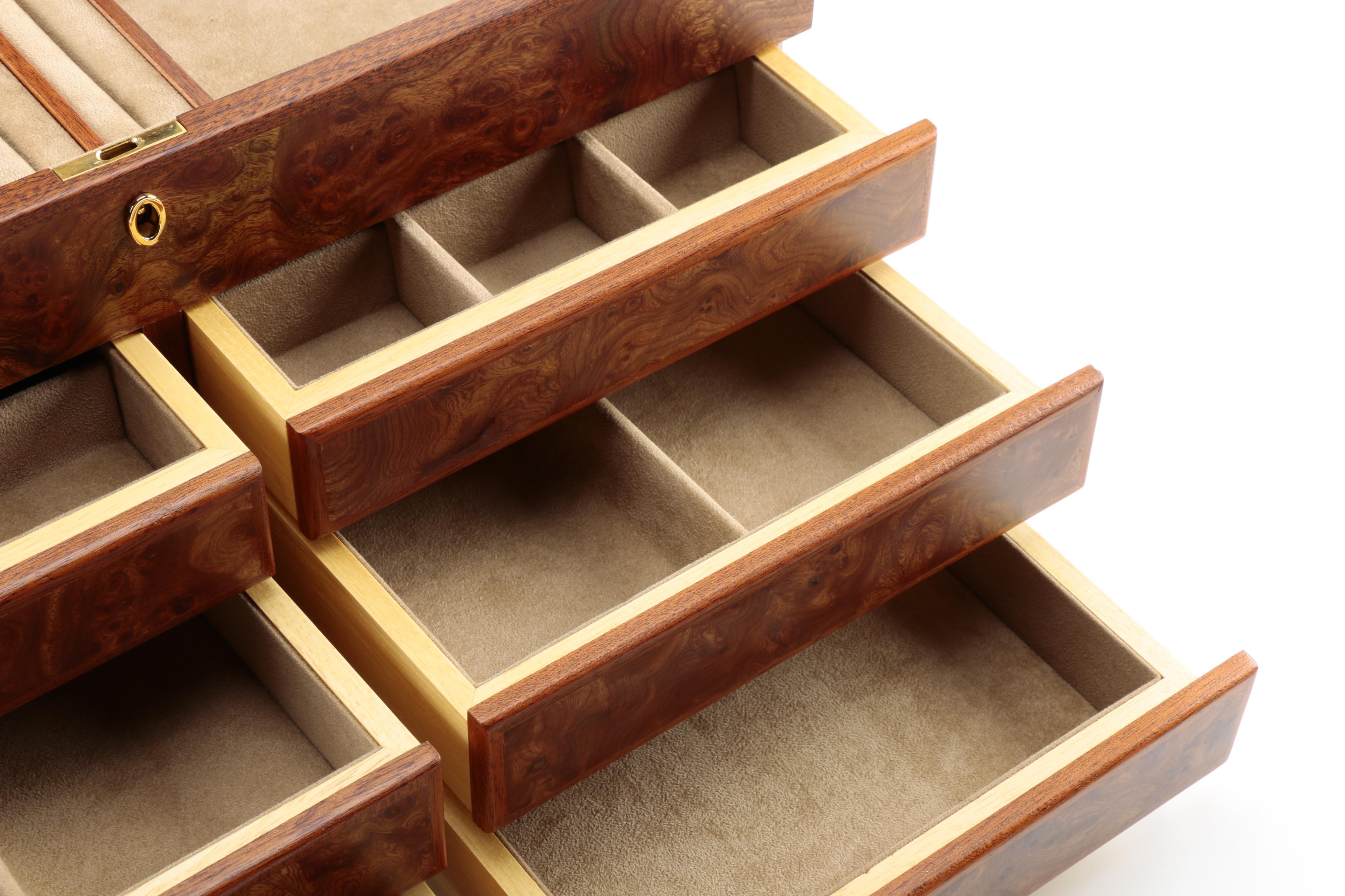 Agresti Large Jewelry Box With Burled Maple Veneer