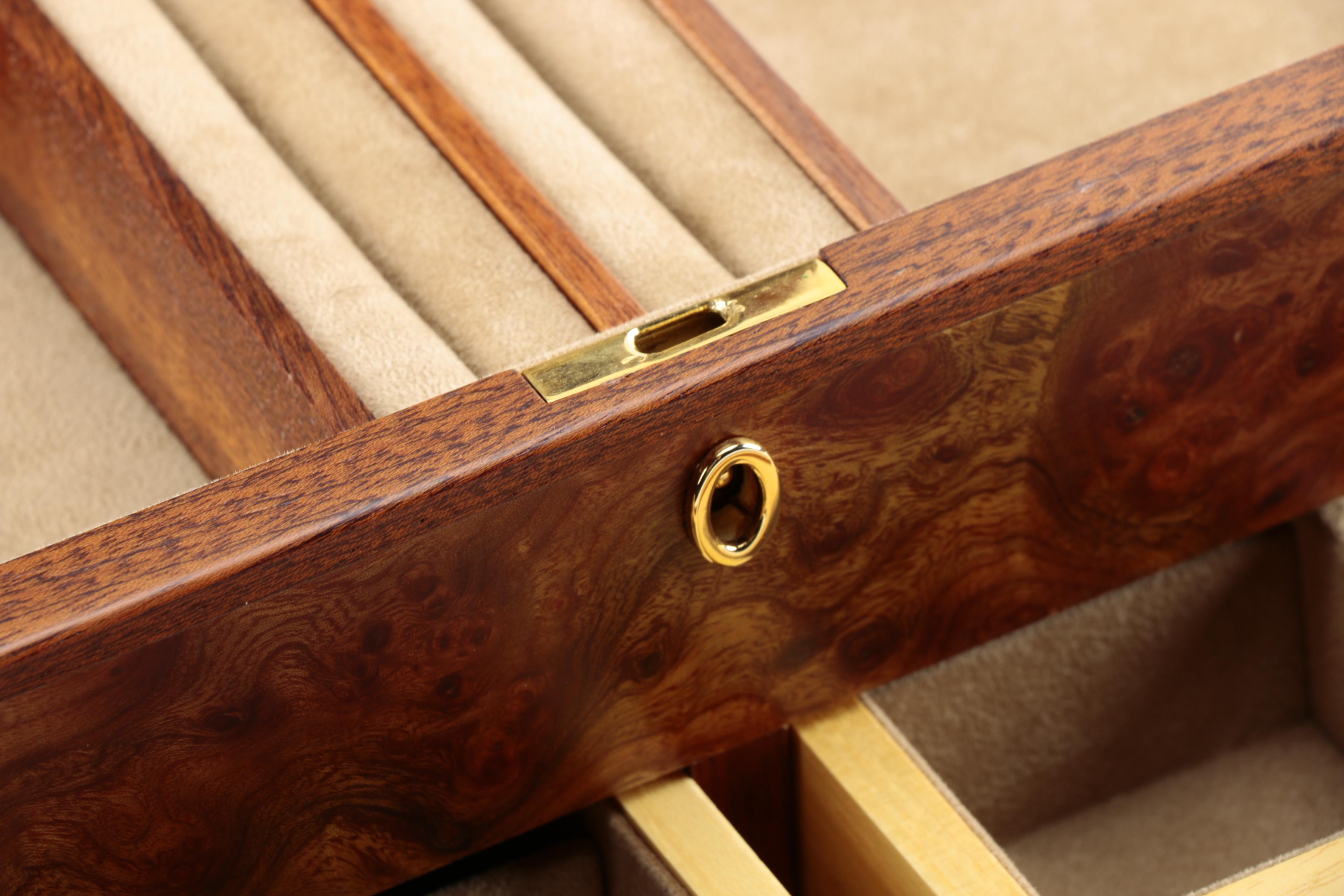 Agresti Large Jewelry Box With Burled Maple Veneer