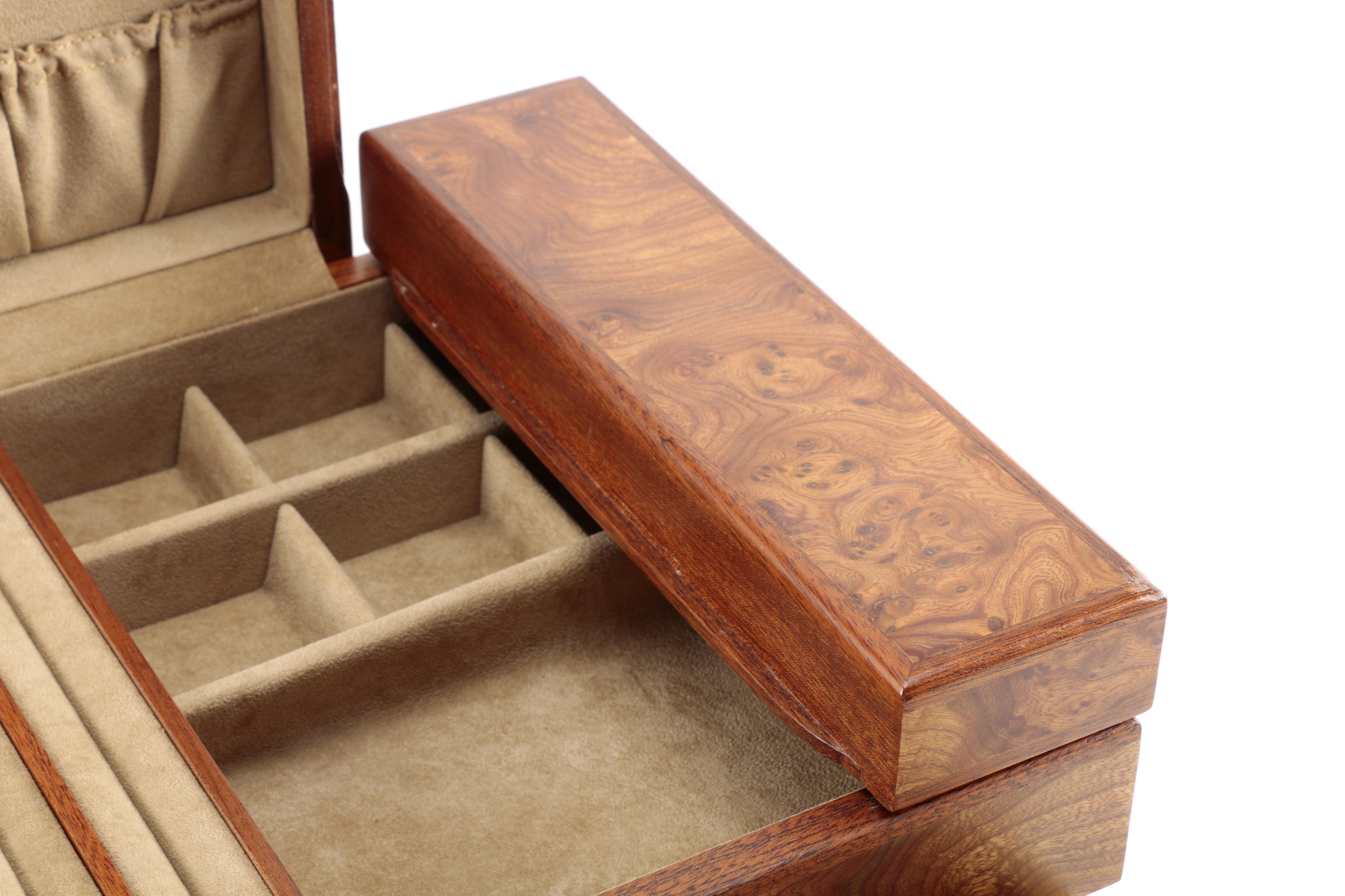 Agresti Large Jewelry Box With Burled Maple Veneer