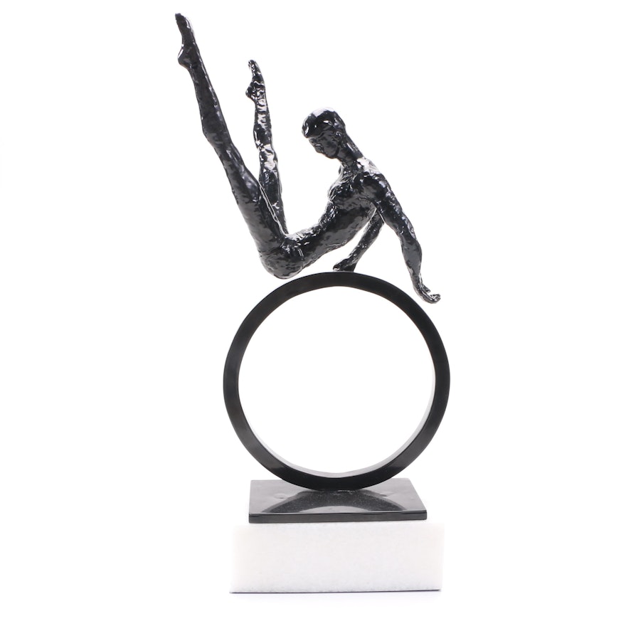 Global Views Bronze and Marble Sculpture of a Gymnast