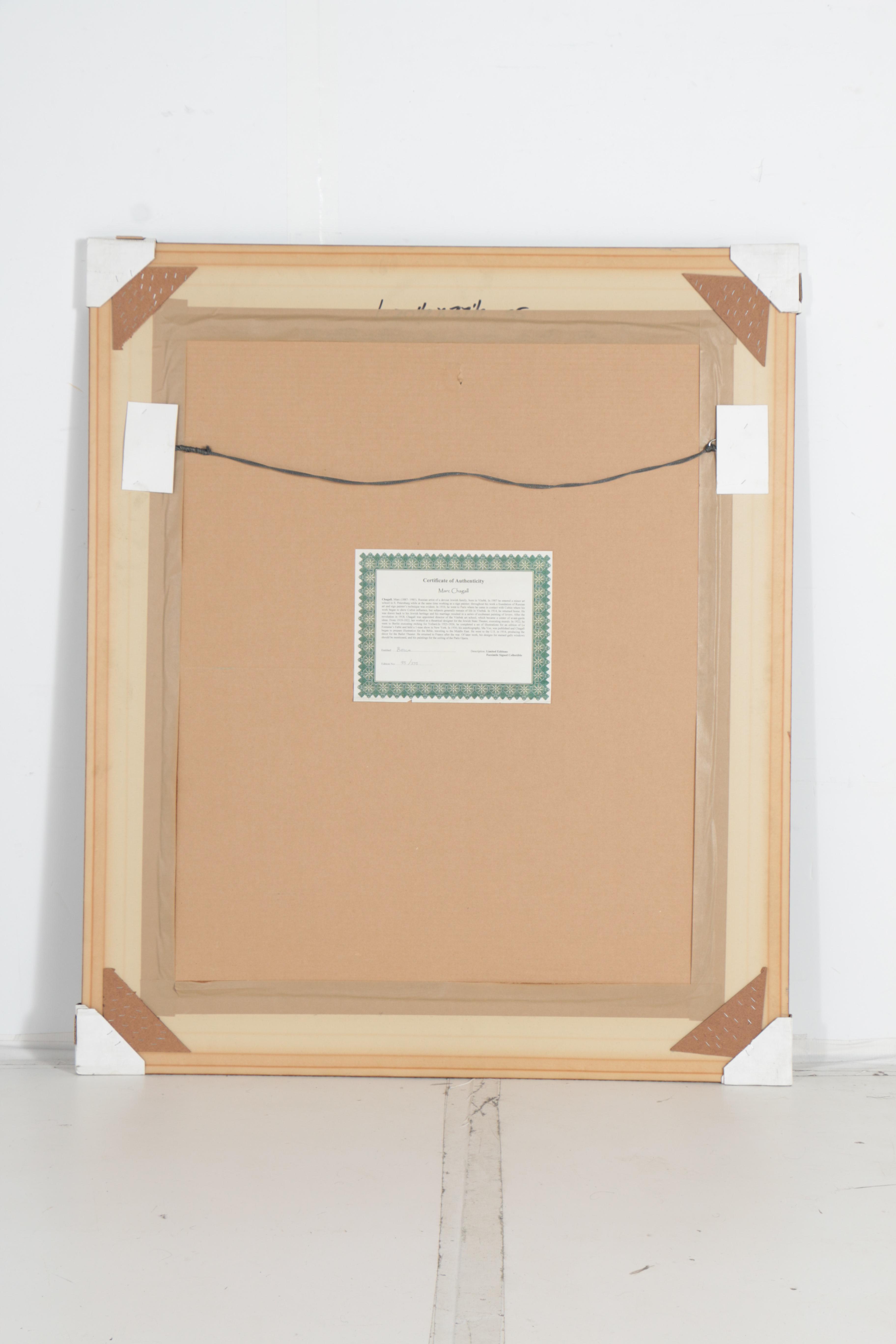 Limited Edition Offset Lithographic Reproduction after Marc Chagall's "Bella" with Facsimile Signature