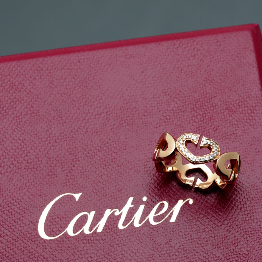 Cartier 18K Yellow Gold Diamond "Hearts and Symbols" Ring