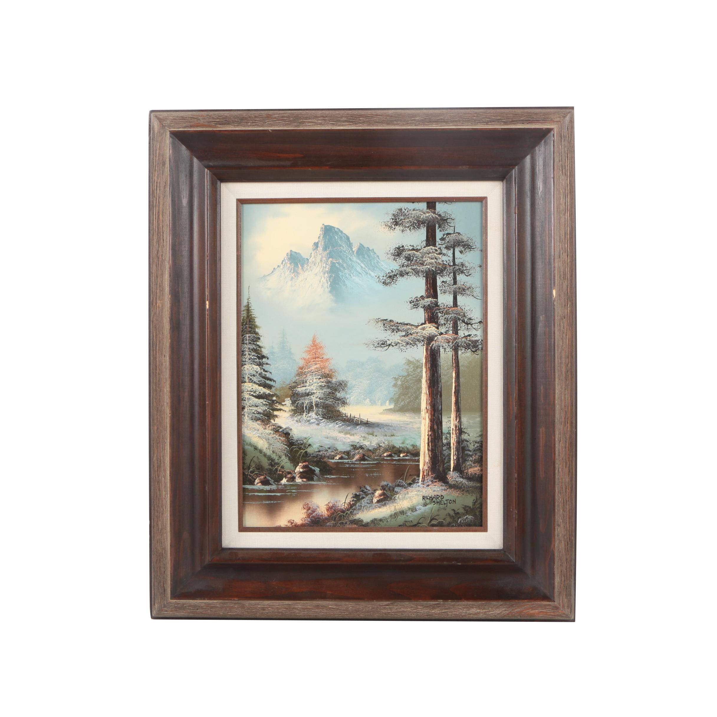 Richard Shelton Oil Painting of a Winter Landscape