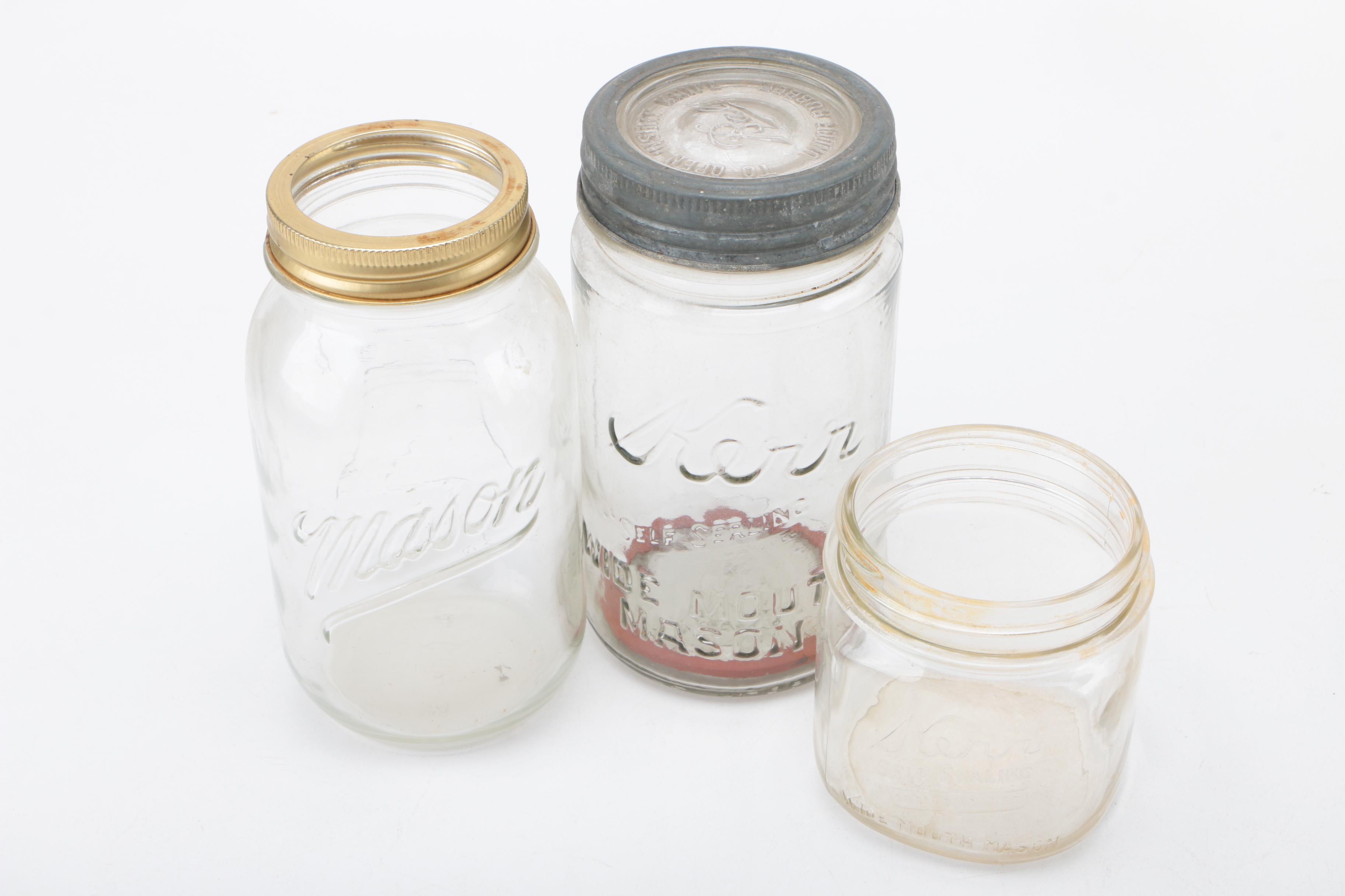 Vintage Glass Mason Jars and Bottles