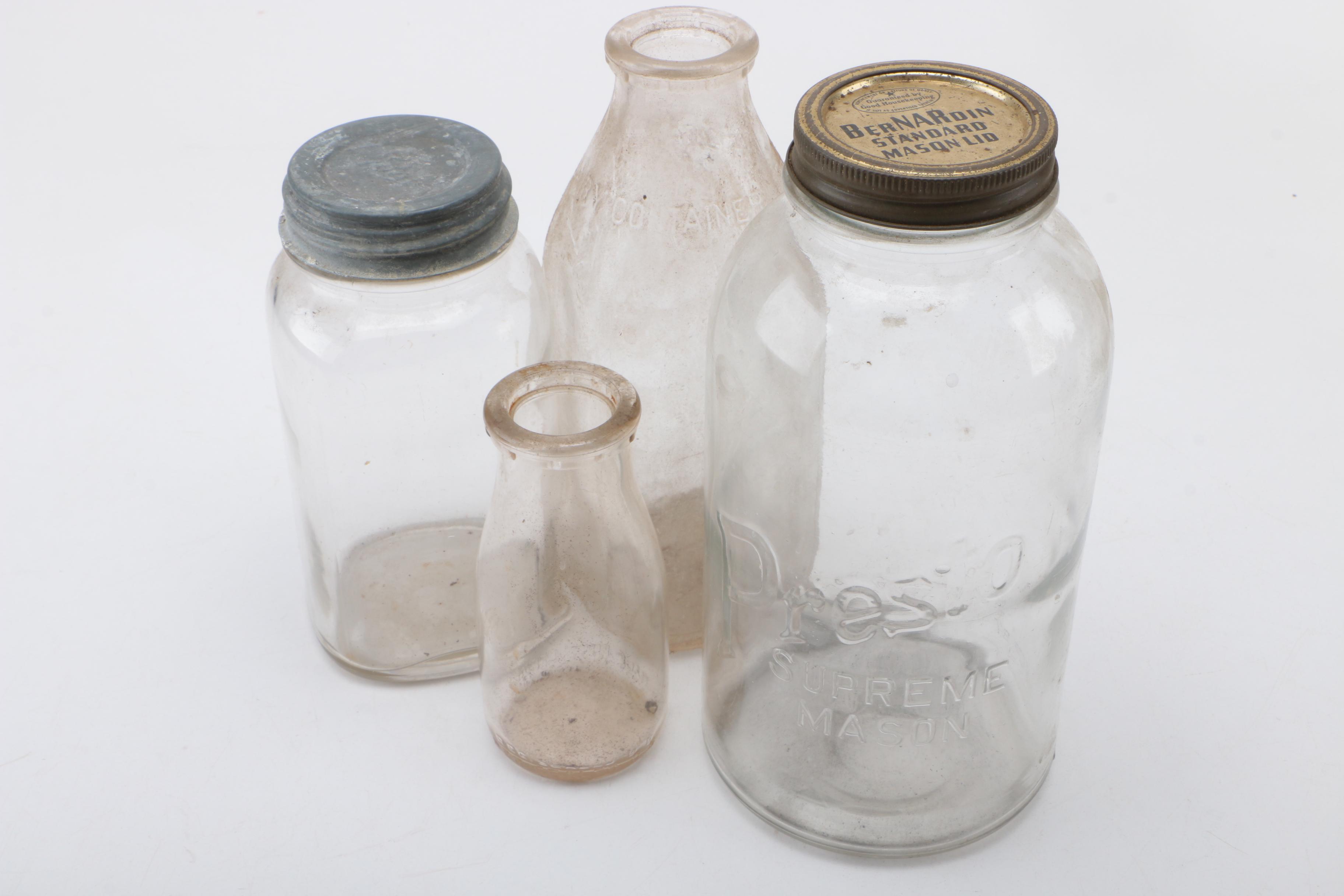 Vintage Glass Mason Jars and Bottles