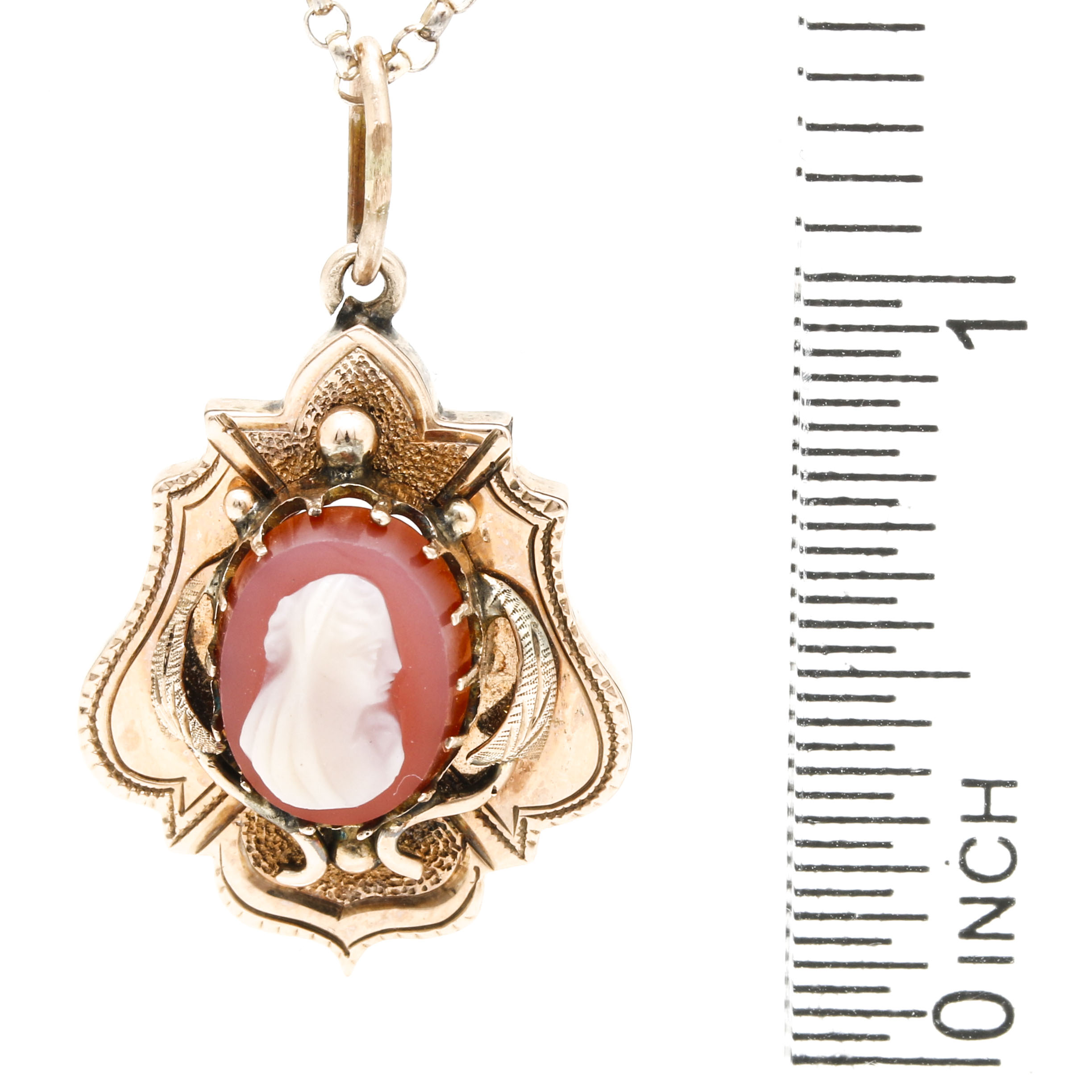 Vintage Cameo With Sterling Silver Rolo Chain