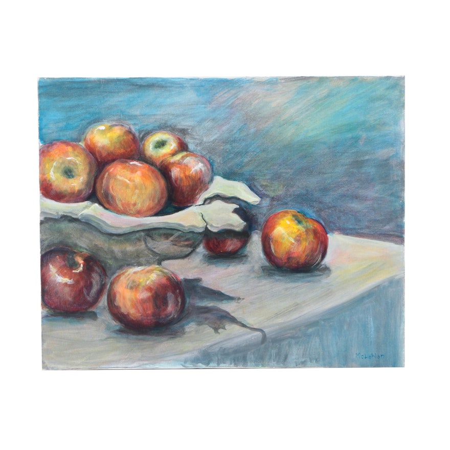 McLahlan Still Life Oil Painting on Canvas of Apples on a Table