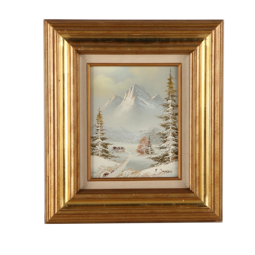 F. Jayson Oil Painting on Canvas of Winter Scene