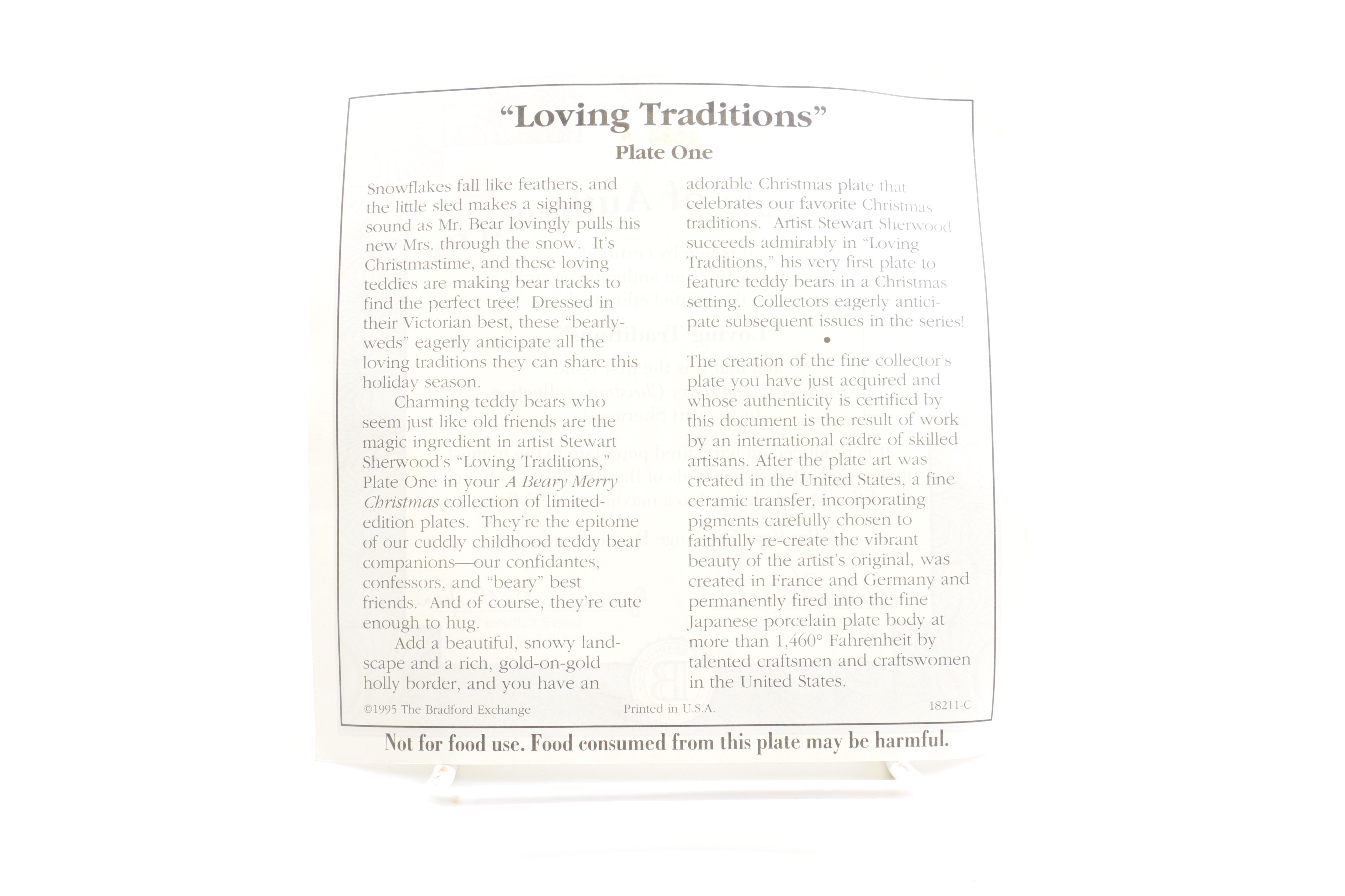 Bradford Exchange "Loving Traditions" Collector Plate