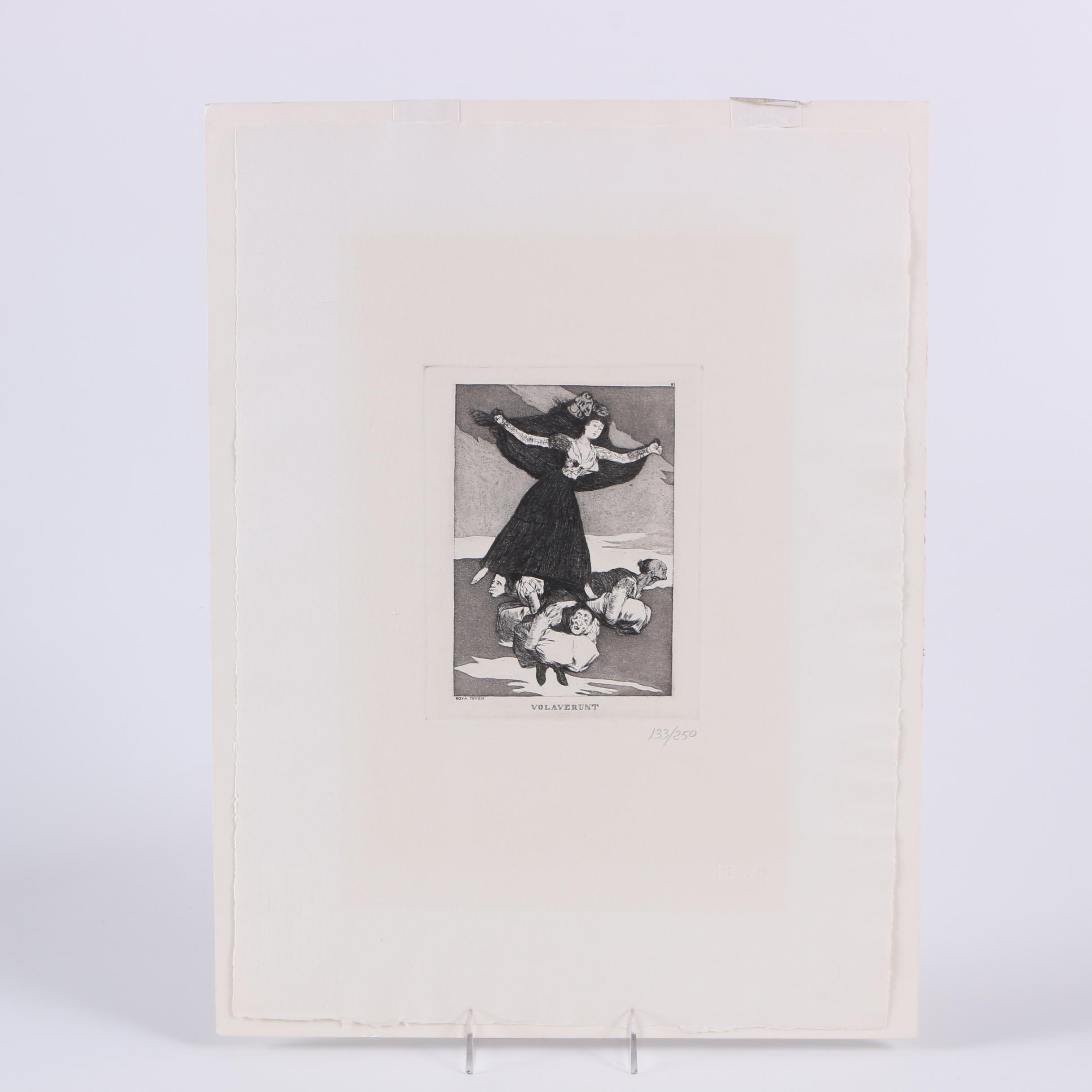 Limited Edition Etching on Paper After Francisco de Goya's "Volaverunt" From the "Los Caprichos" Series