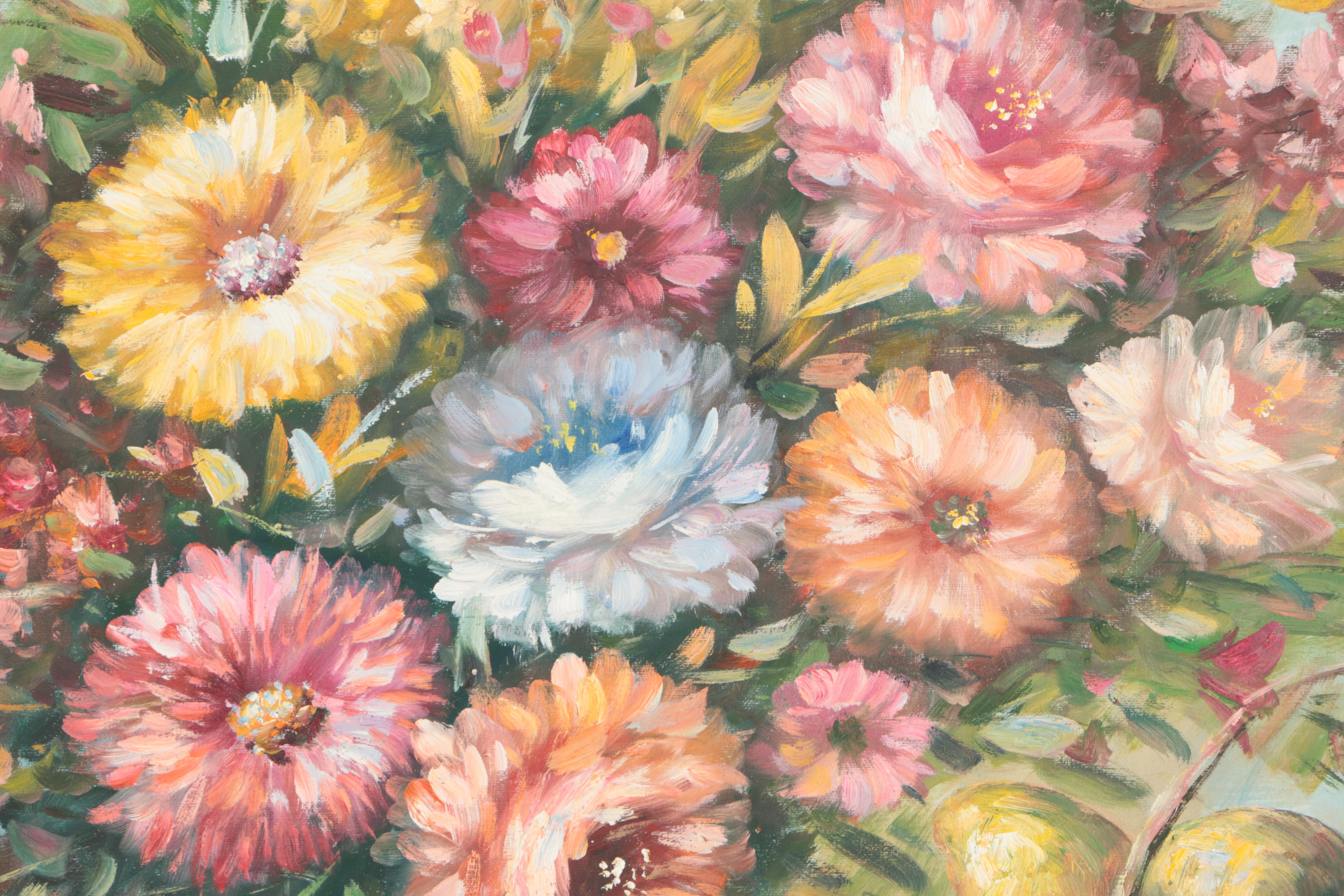 Labella Oil Painting of a Still Life with Fruit and Flowers