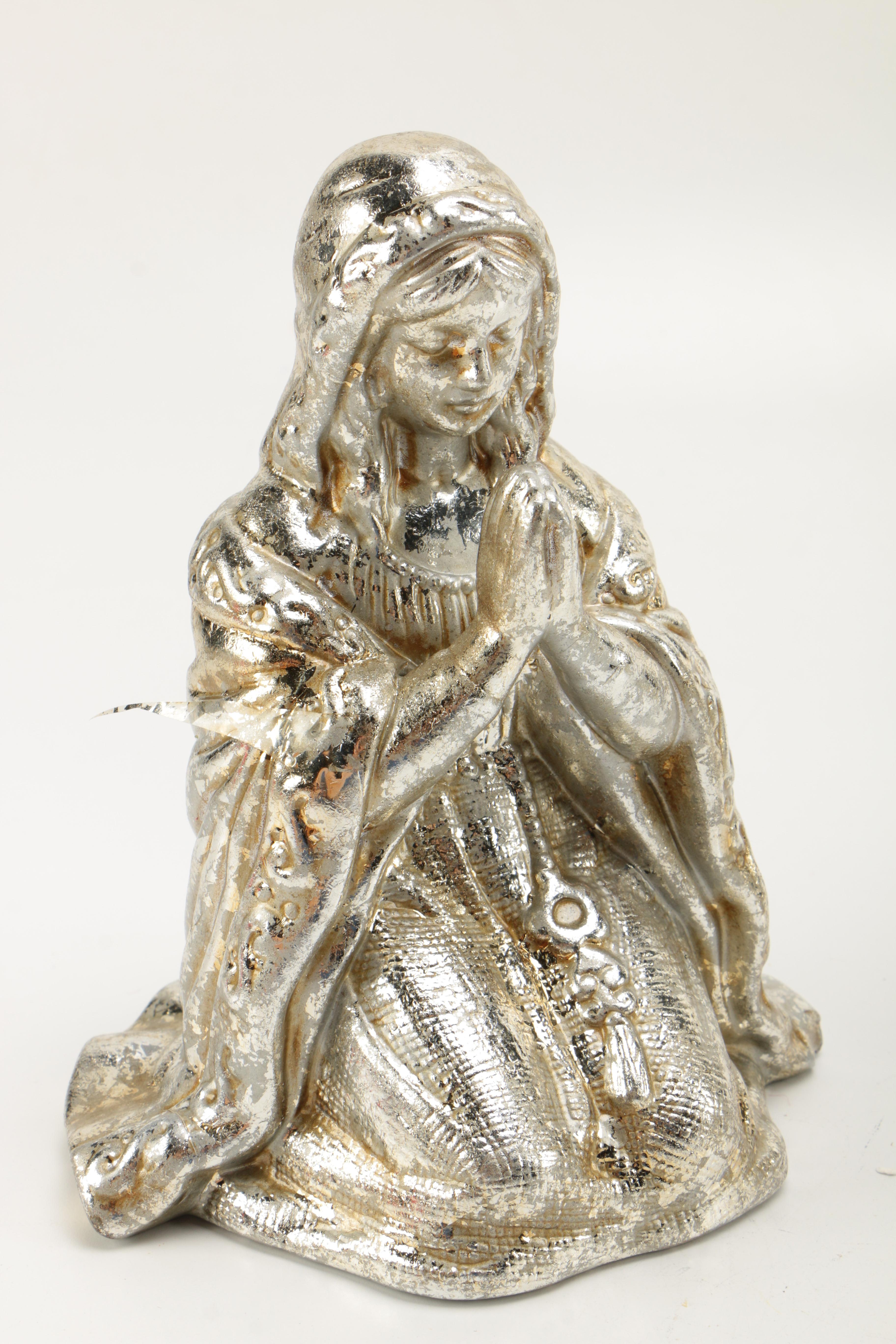 Department 56 "Mercury Glass" Finish Ceramic Nativity Set