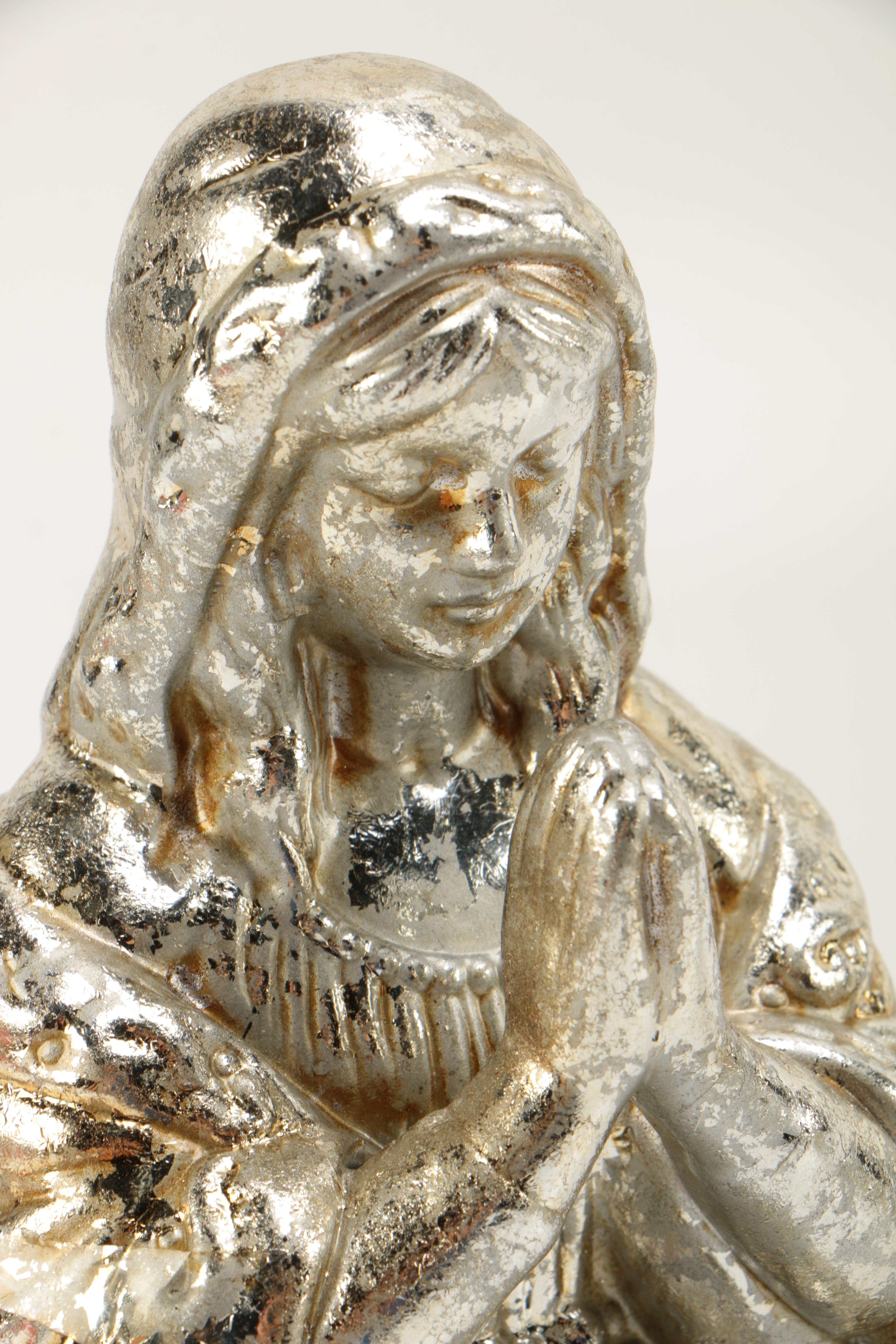 Department 56 "Mercury Glass" Finish Ceramic Nativity Set