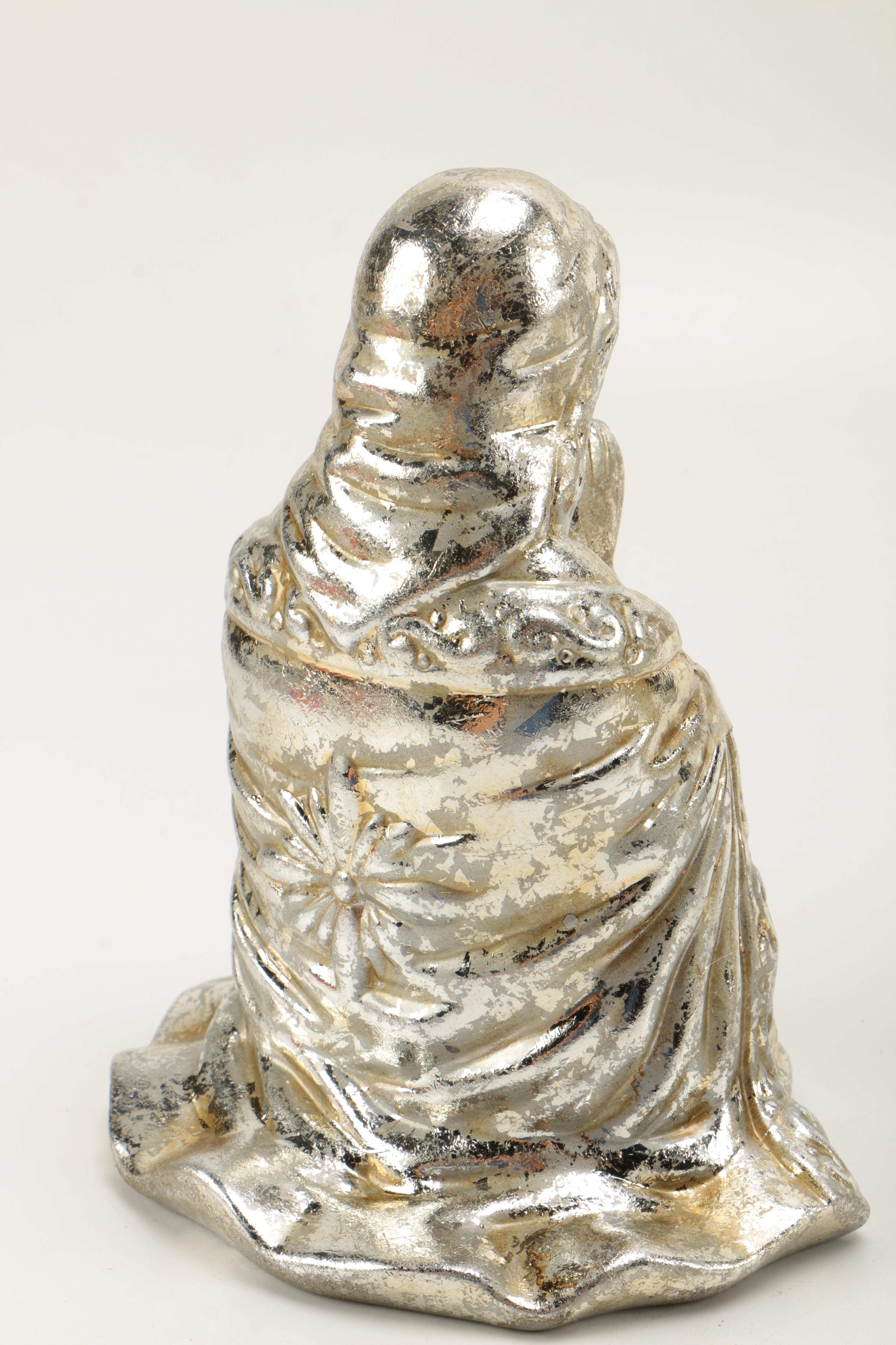 Department 56 "Mercury Glass" Finish Ceramic Nativity Set