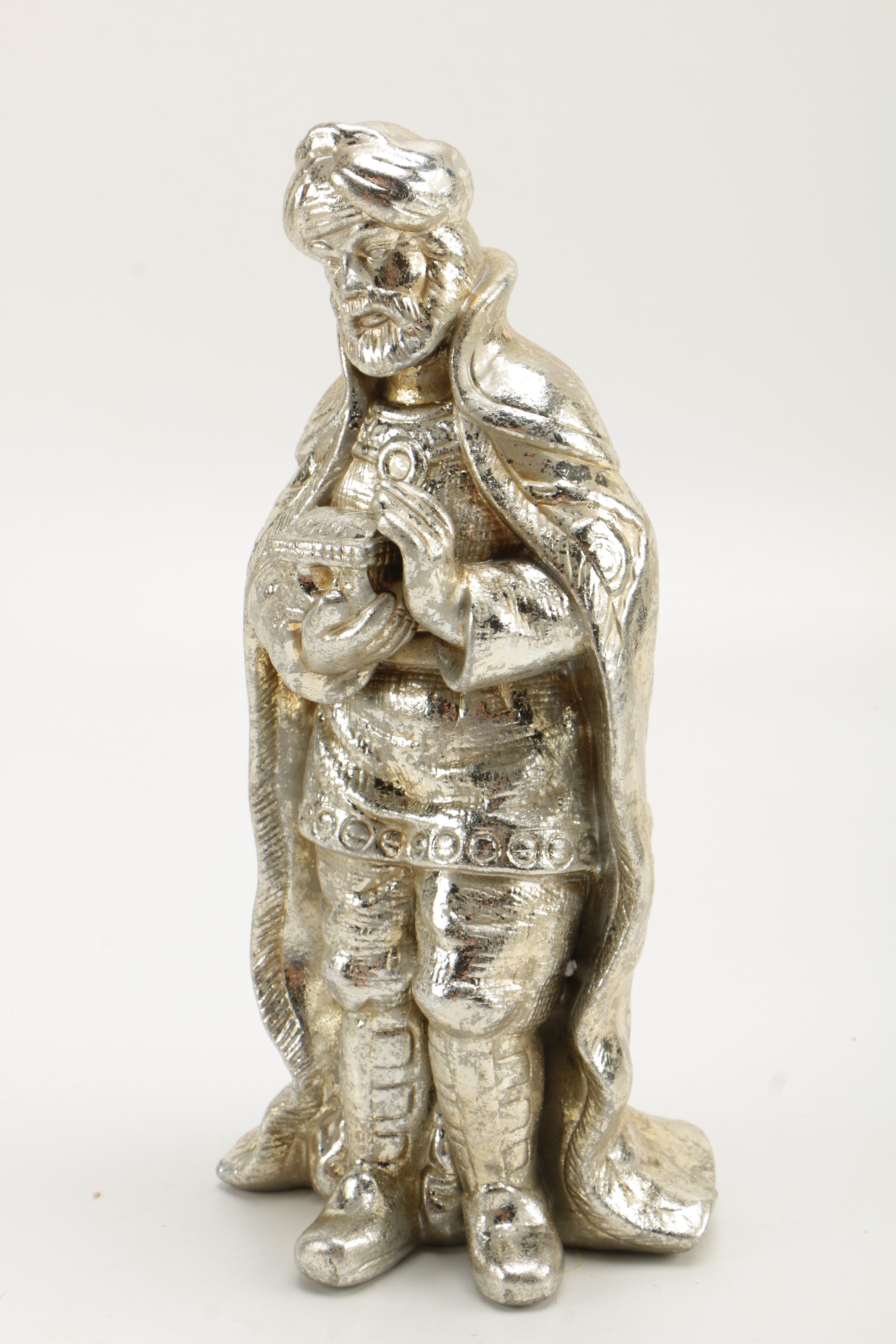 Department 56 "Mercury Glass" Finish Ceramic Nativity Set