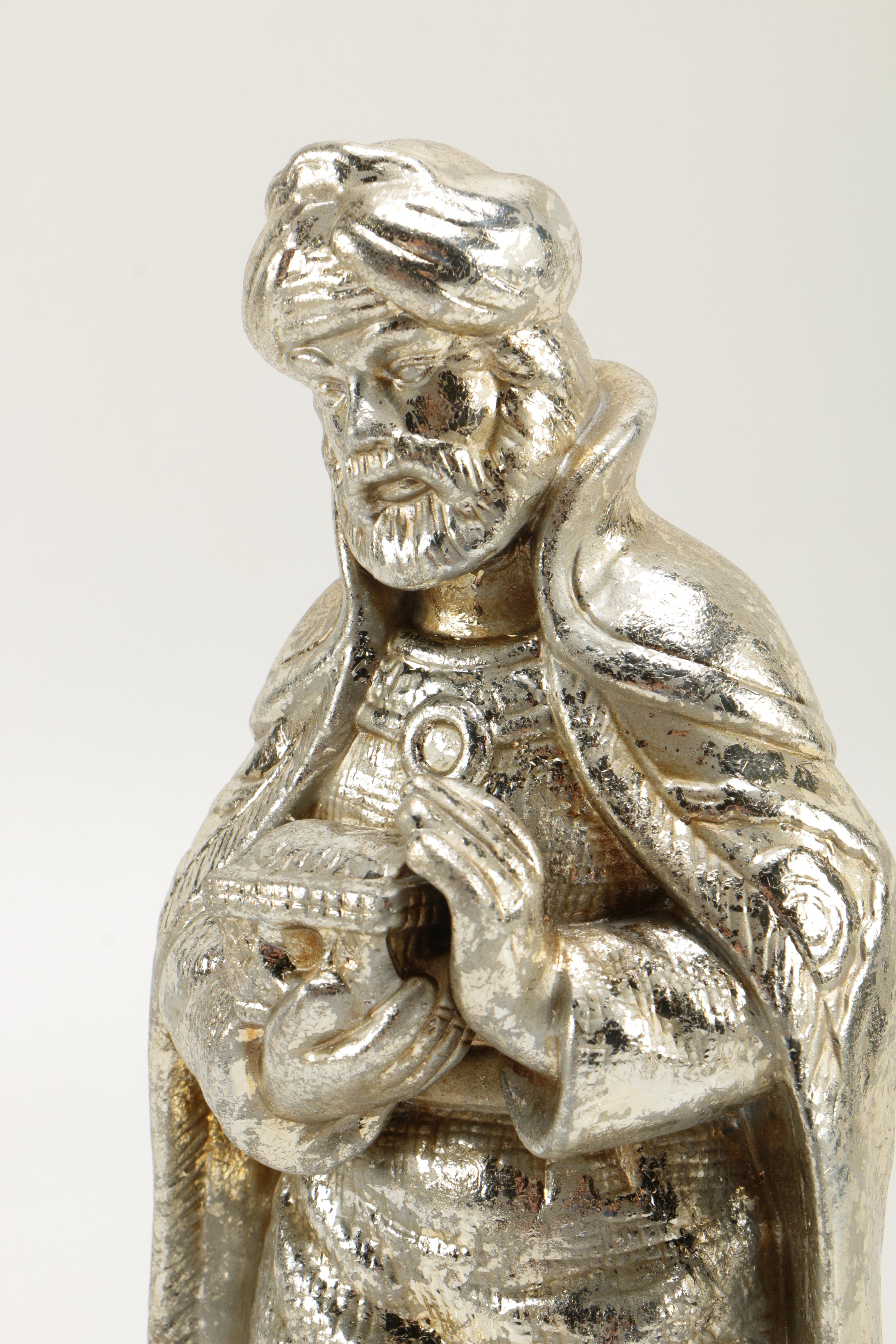 Department 56 "Mercury Glass" Finish Ceramic Nativity Set