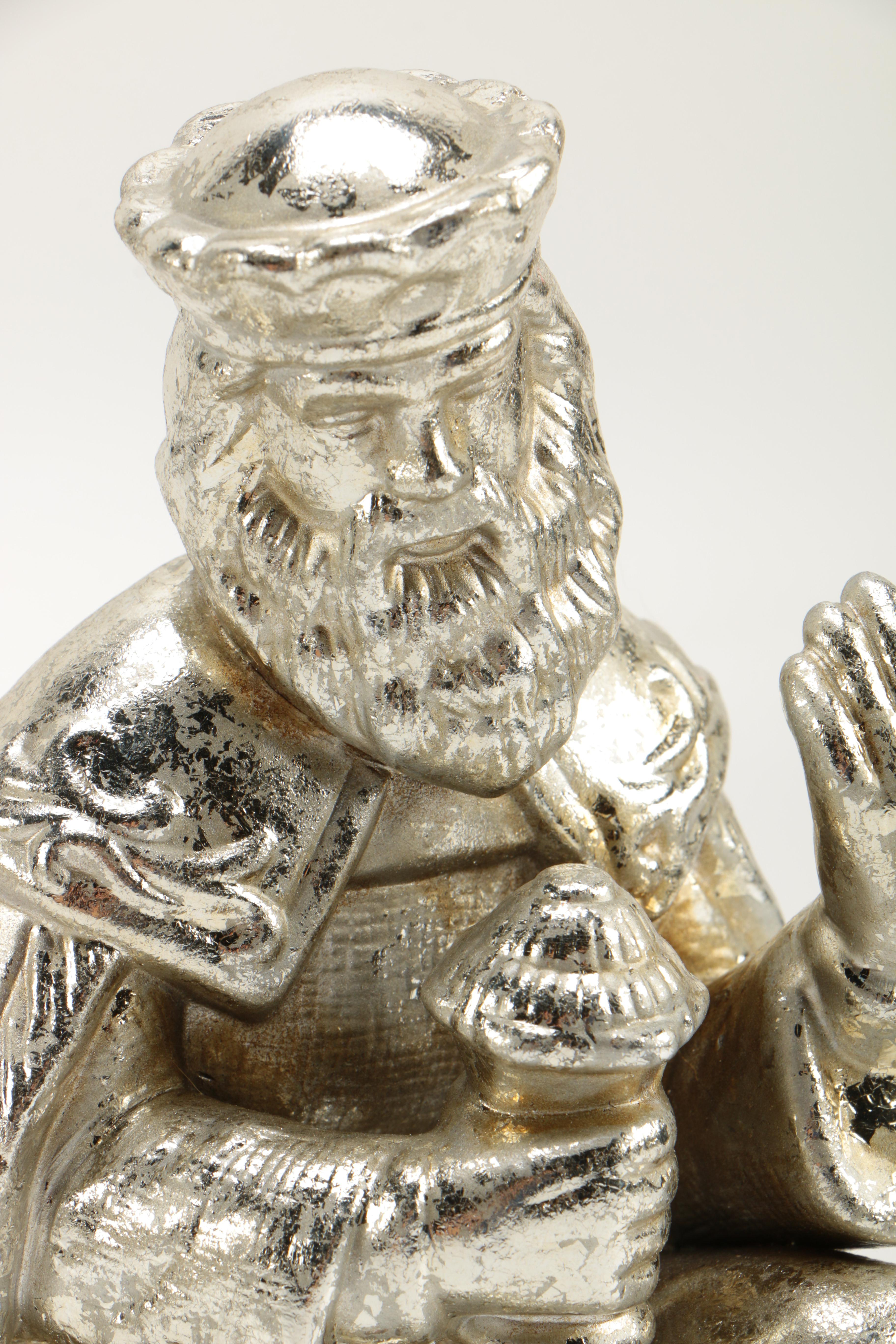 Department 56 "Mercury Glass" Finish Ceramic Nativity Set