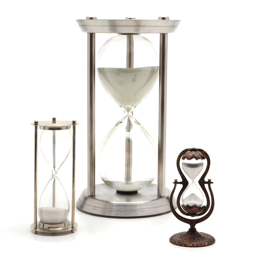 Collection of Metal Framed Hourglasses