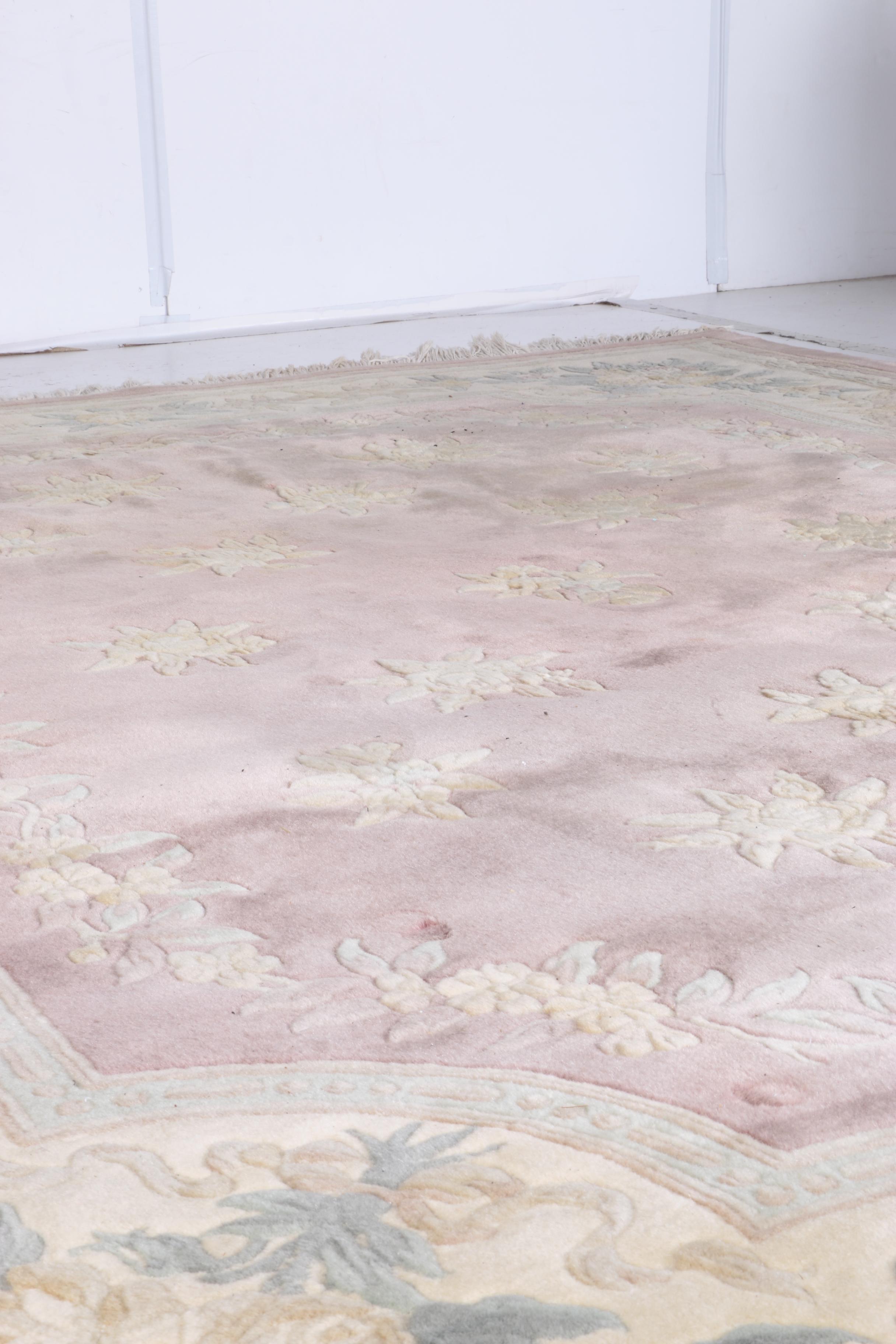 Hand-Knotted and Carved Chinese Area Rug