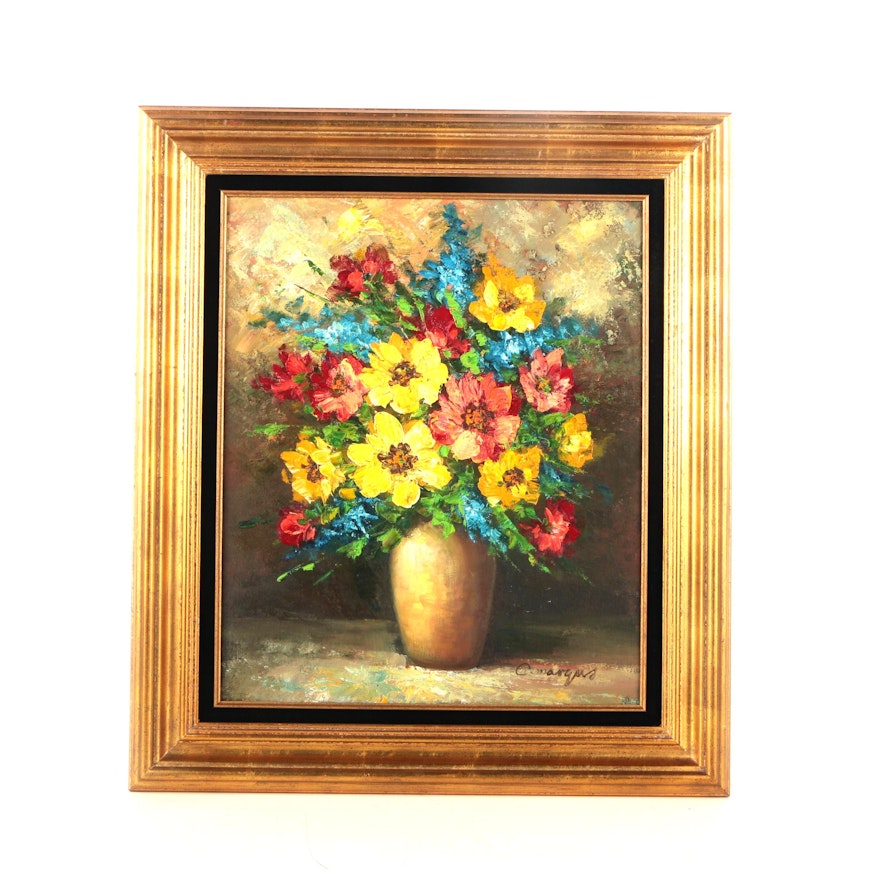 C. Marqus Oil on Canvas of Floral Still Life