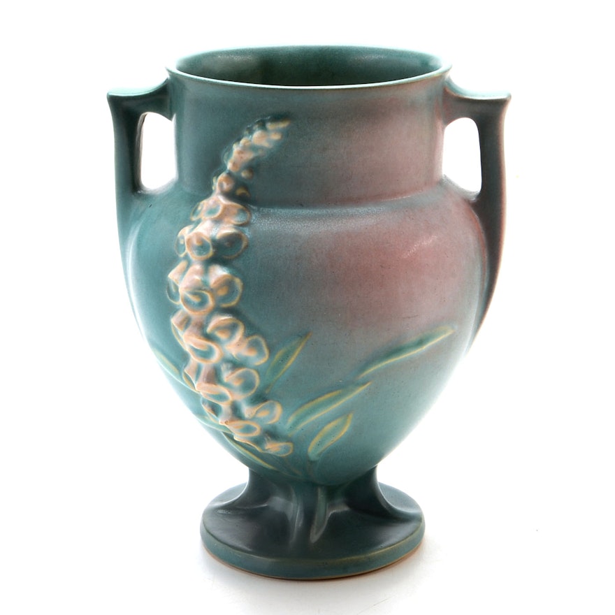 Roseville Art Pottery "Foxglove" Double-Handled Vase