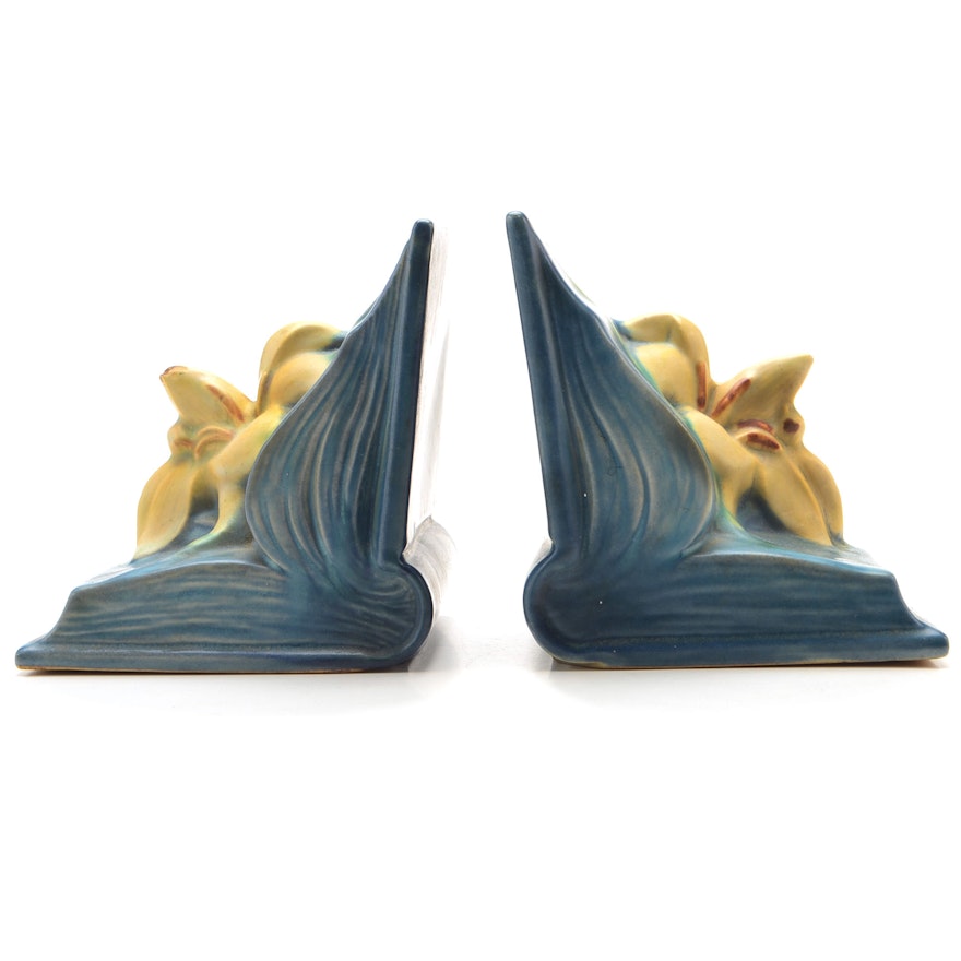 Pair of Roseville Art Pottery "Zephyr Lily" Bookends