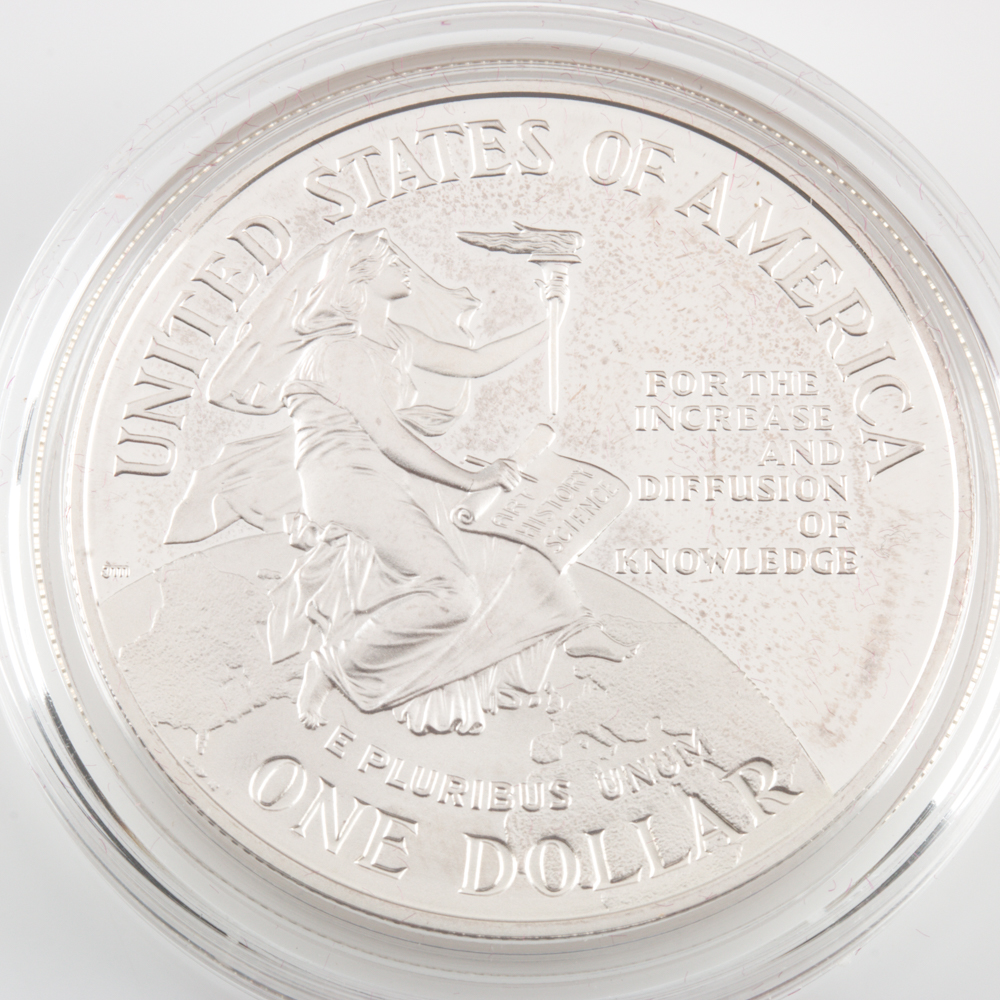 Set of Four Smithsonian Institution 150th Anniversary Gold and Silver Coins