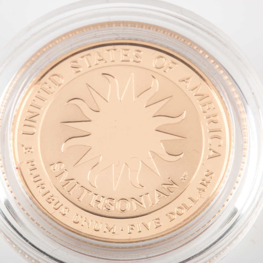 Set of Four Smithsonian Institution 150th Anniversary Gold and Silver Coins