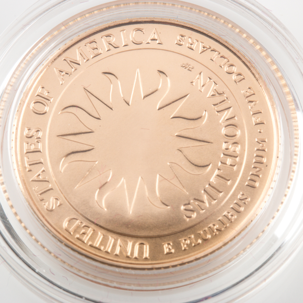 Set of Four Smithsonian Institution 150th Anniversary Gold and Silver Coins