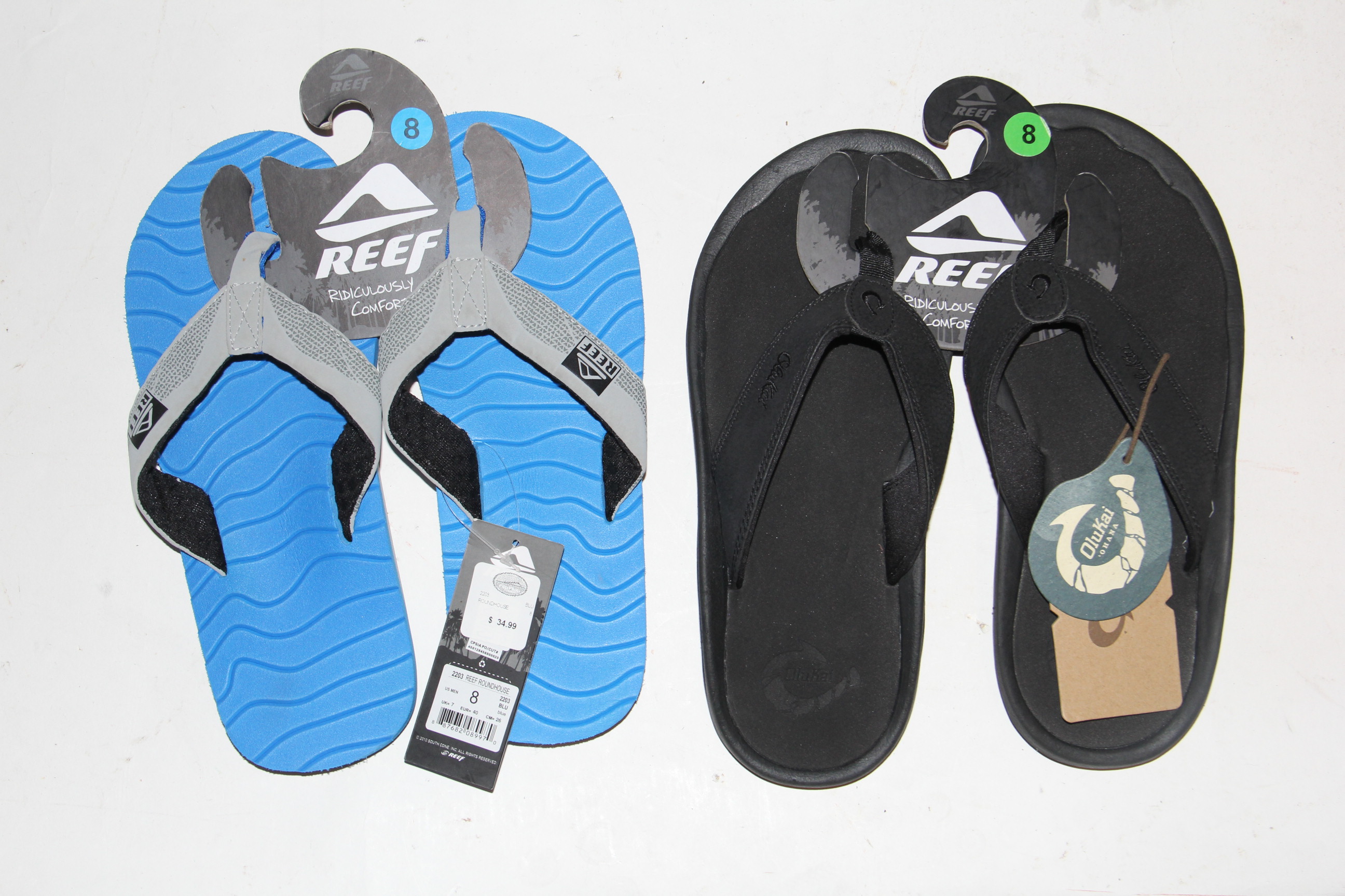 Men's Size 8 Sandals Including Rainbow and Hurley