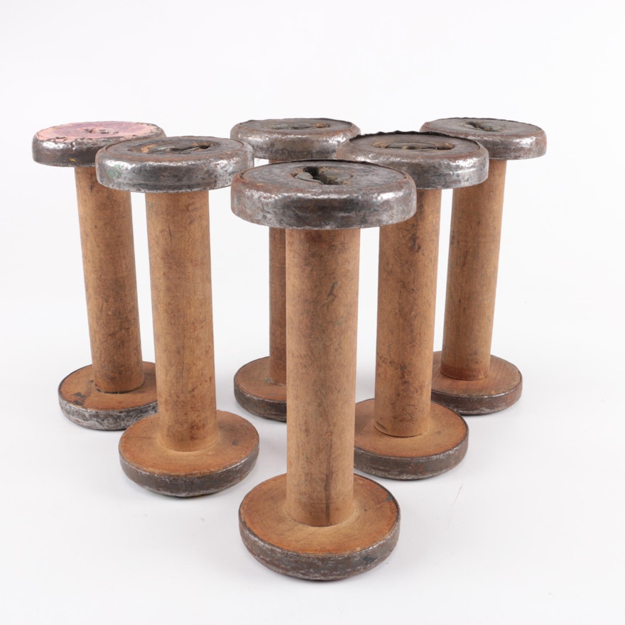 Collection of Vintage Wooden Spools