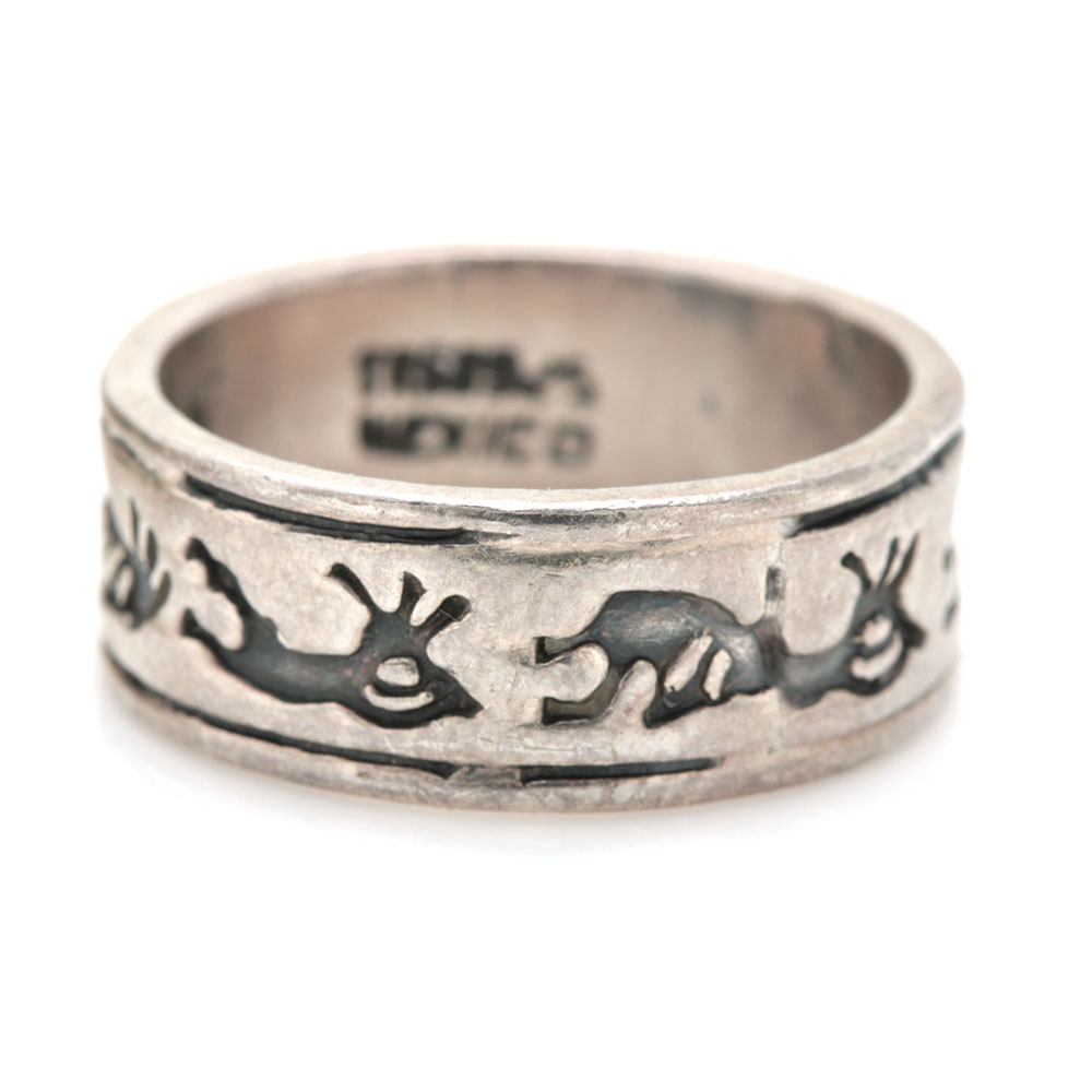 Gerald Mitchell Sterling Silver Navajo Storyteller Cuff With Mexican Silver Kokopelli Band