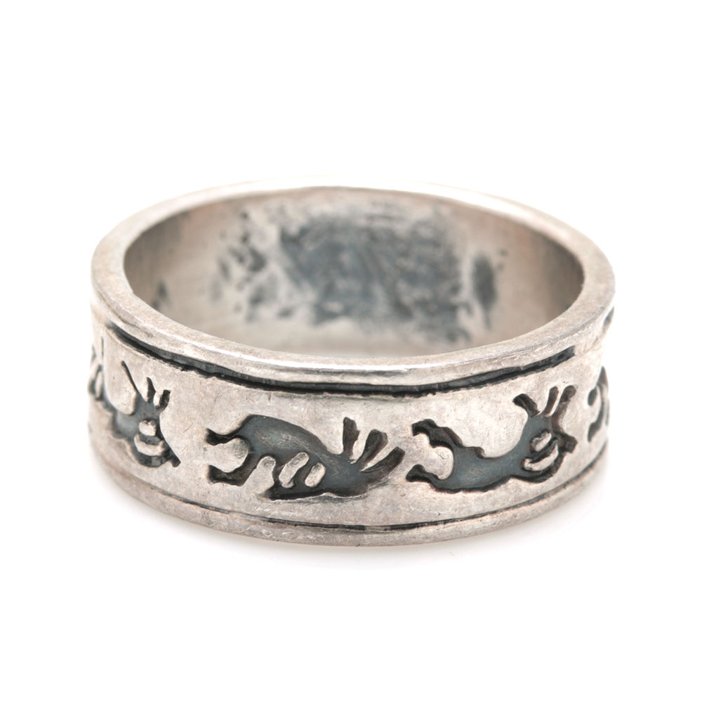 Gerald Mitchell Sterling Silver Navajo Storyteller Cuff With Mexican Silver Kokopelli Band