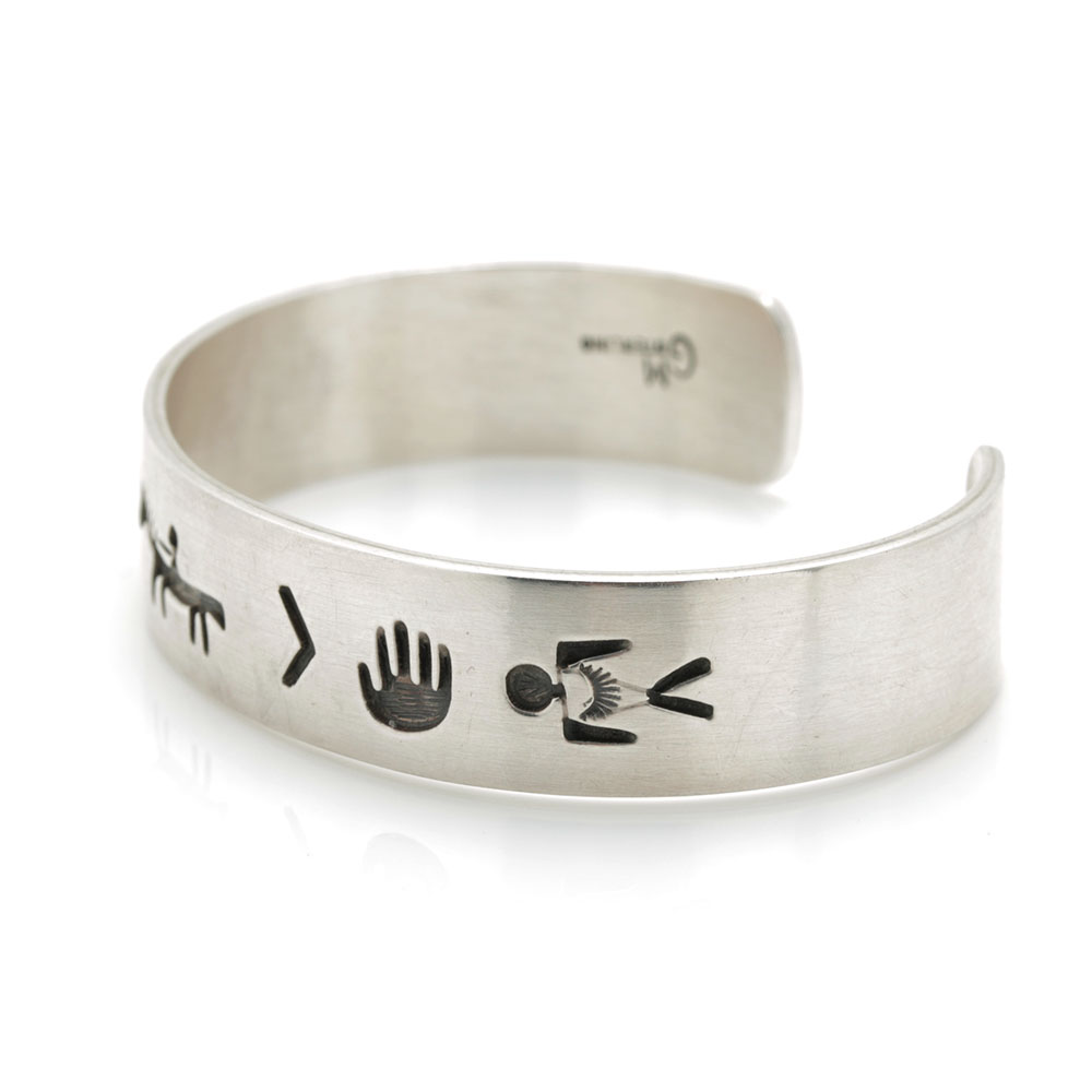 Gerald Mitchell Sterling Silver Navajo Storyteller Cuff With Mexican Silver Kokopelli Band
