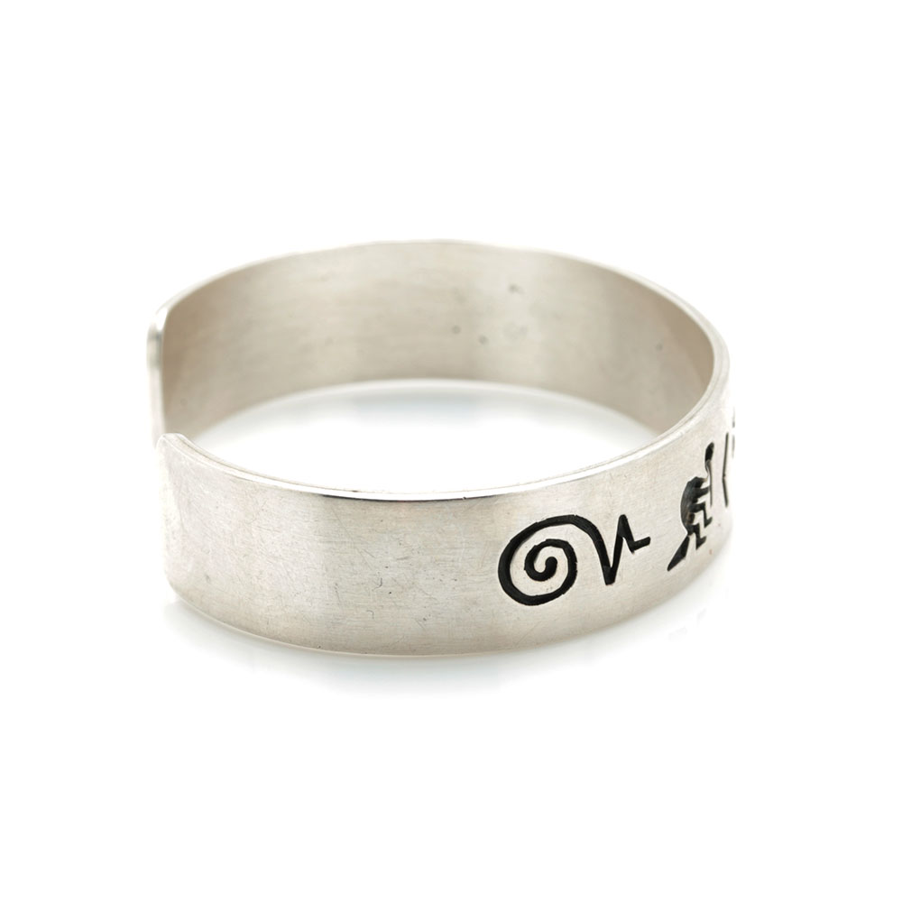 Gerald Mitchell Sterling Silver Navajo Storyteller Cuff With Mexican Silver Kokopelli Band