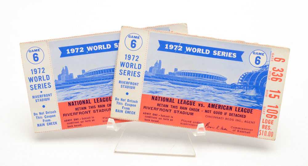 Five 1972 NLCS and World Series Ticket Stubs