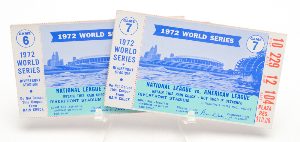 Five 1972 NLCS and World Series Ticket Stubs